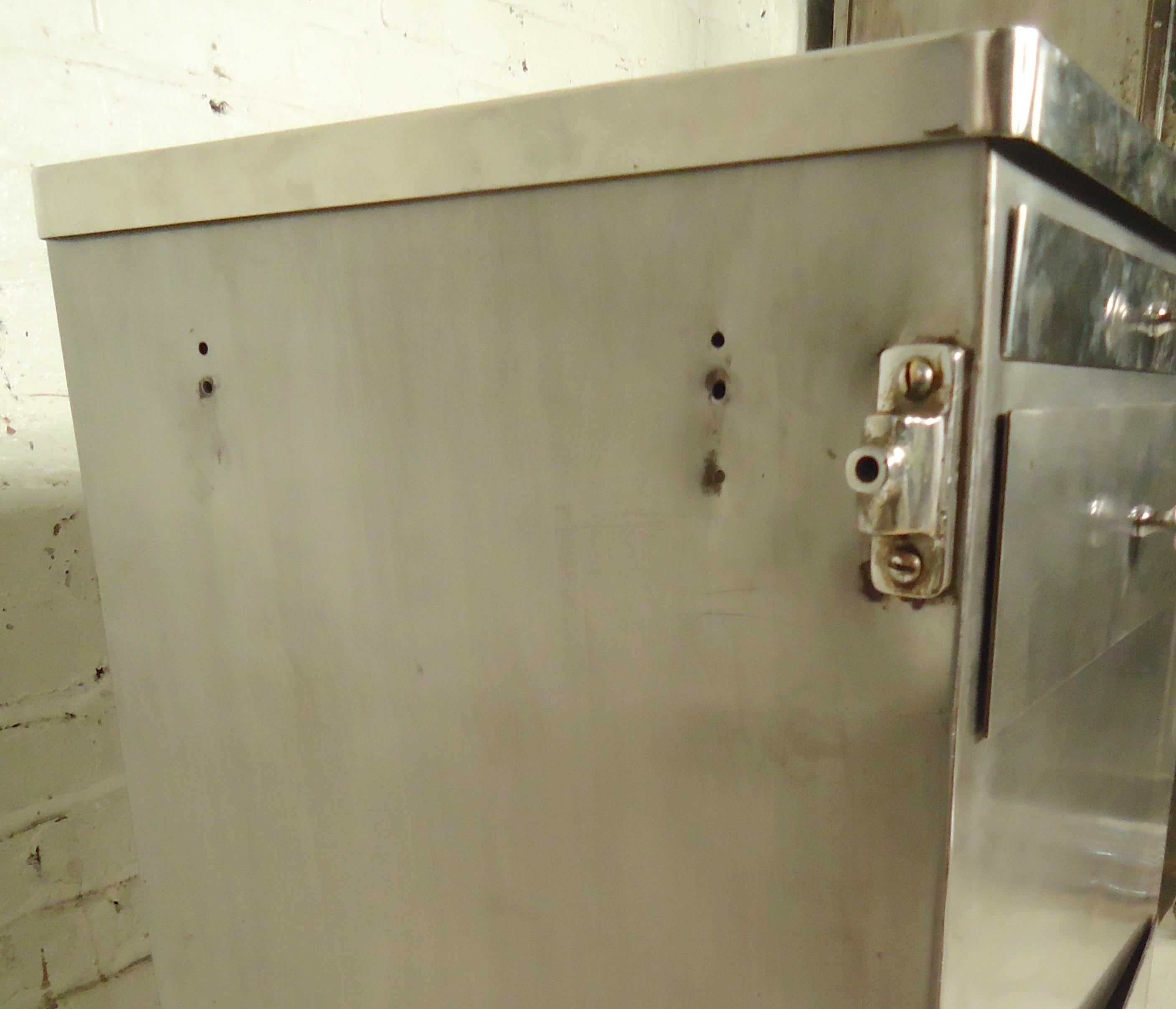 Mid-20th Century Industrial Metal Storage Cabinet