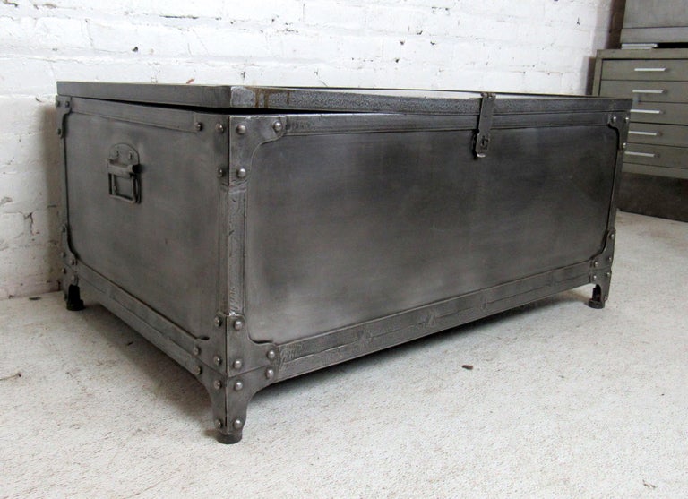 Industrial Metal Storage Trunk at 1stDibs