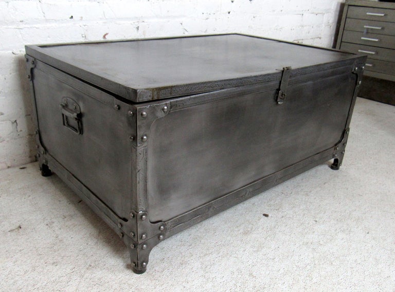 Industrial Metal Storage Trunk at 1stDibs metal storage chest