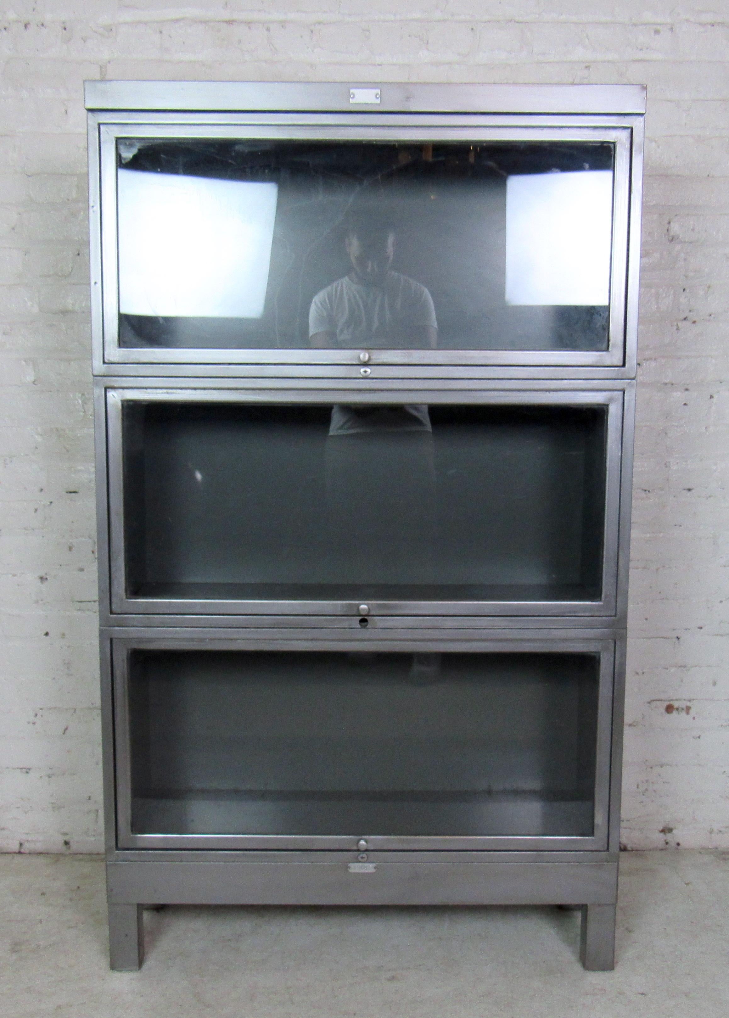 Industrial Metal Three-Stack Bookcase In Good Condition In Brooklyn, NY