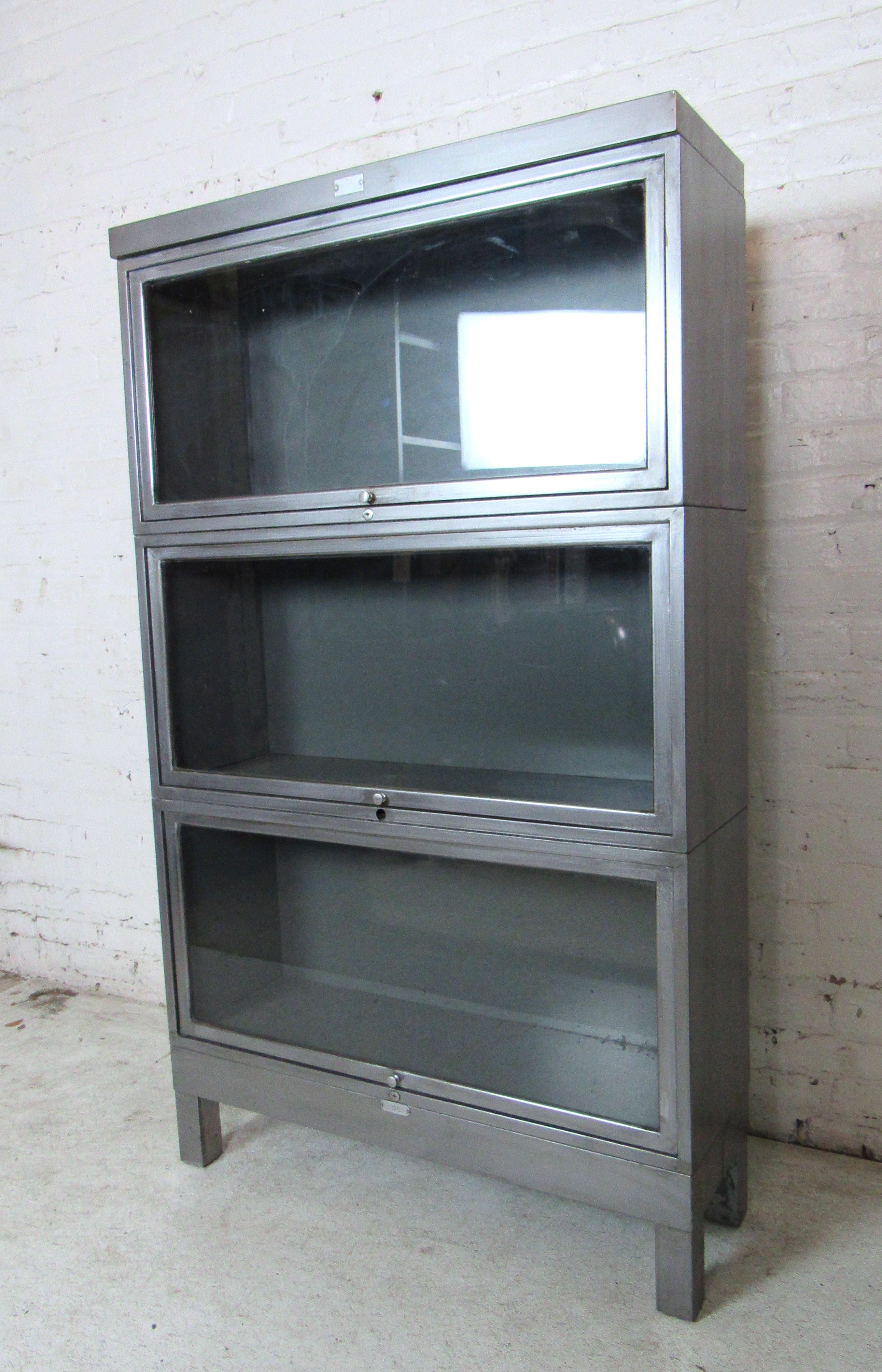 Industrial Metal Three-Stack Bookcase 1