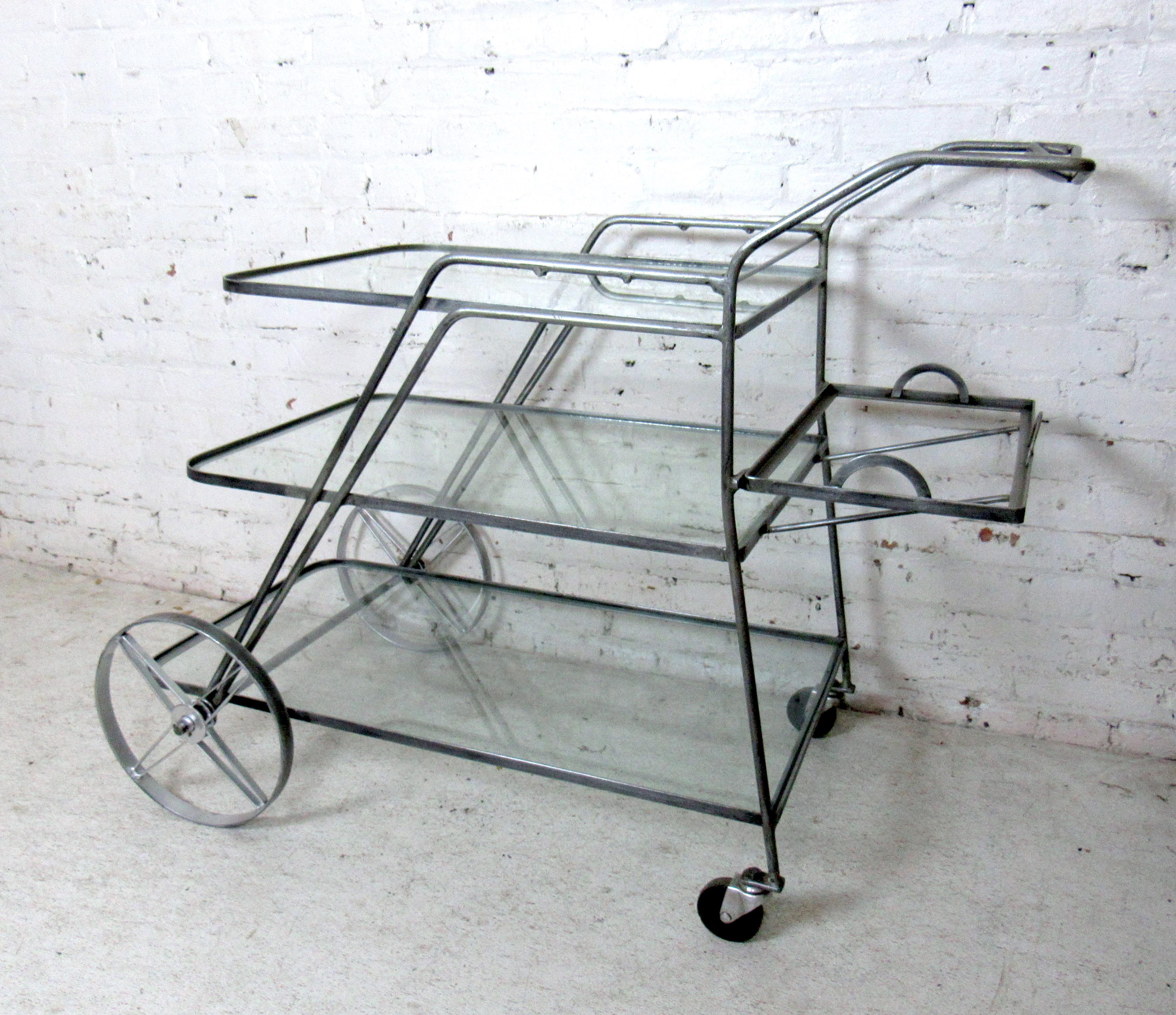 20th Century Industrial Metal Three-Tier Cart For Sale