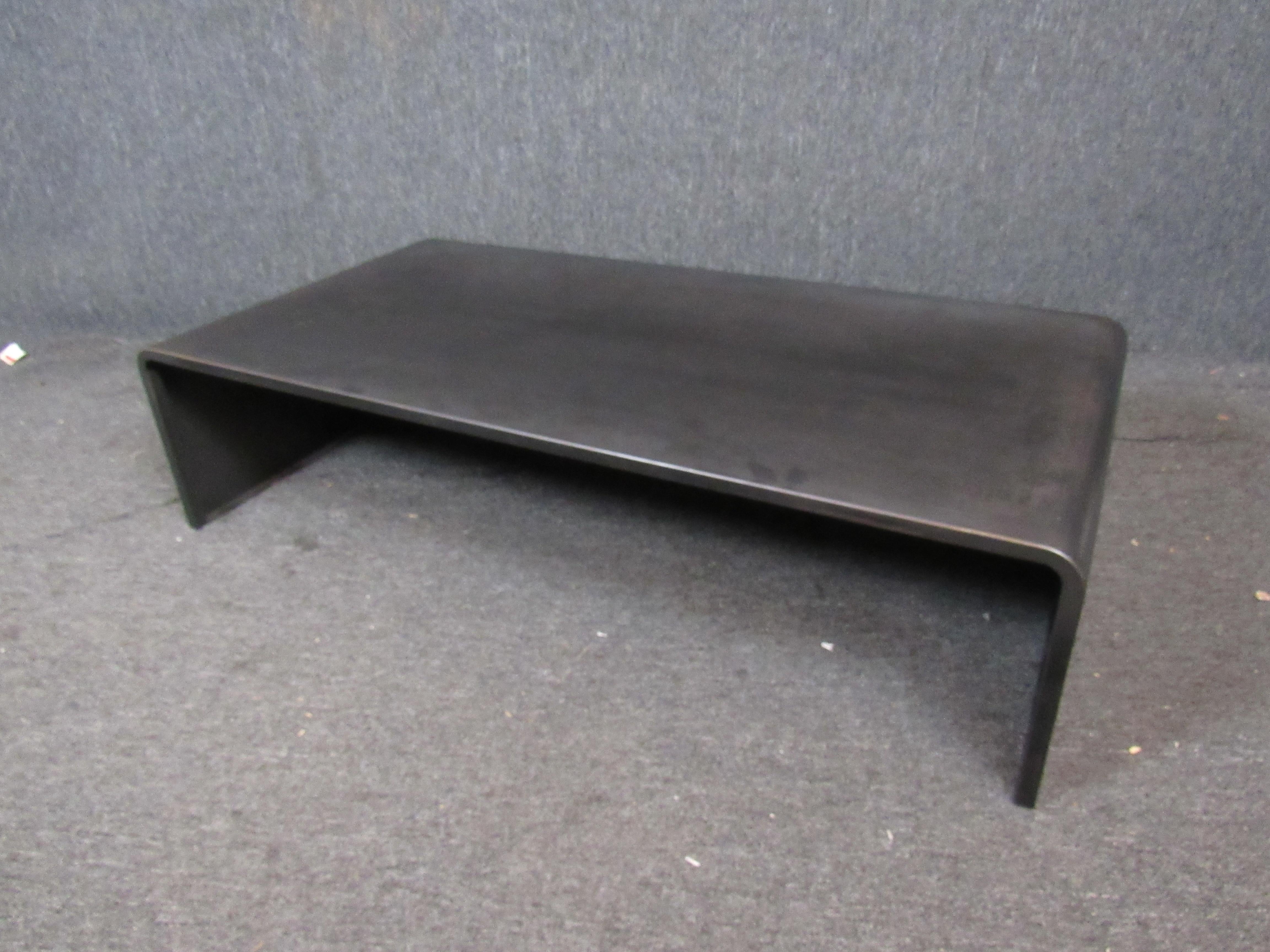 Industrial Metal Waterfall Coffee Table In Good Condition In Brooklyn, NY