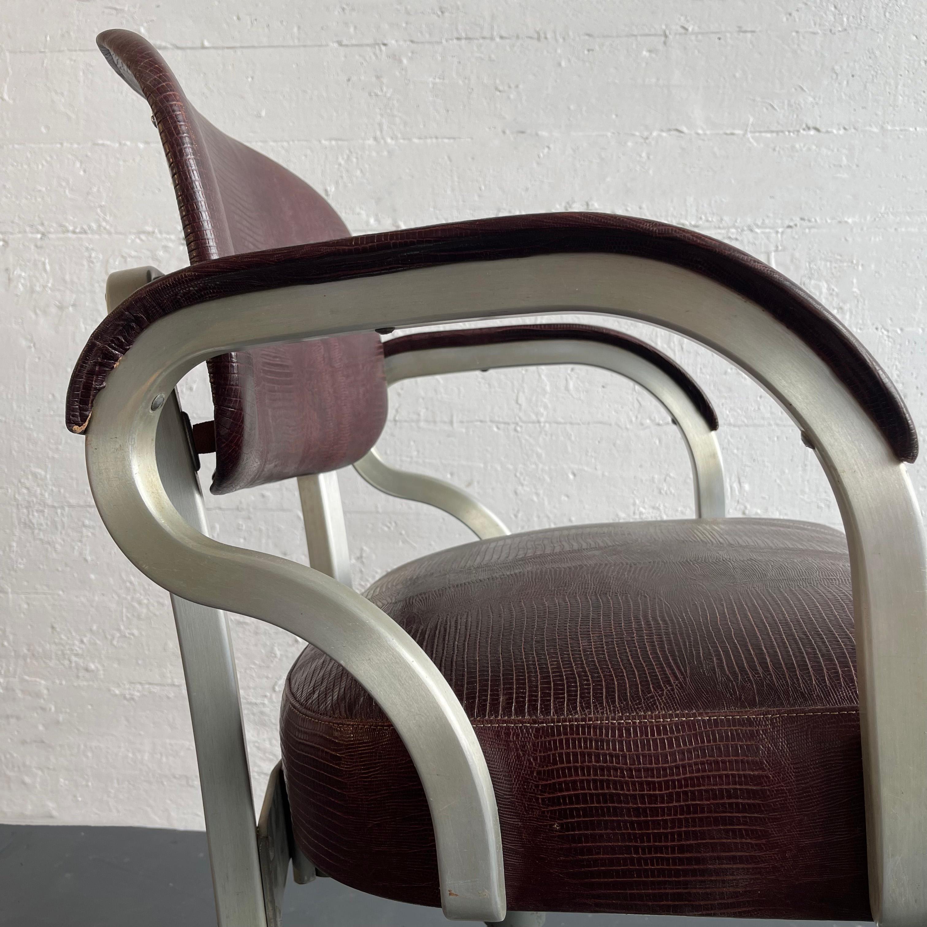 Chaise de bureau industrielle mi-siècle en cuir et aluminium par GoodForm 5