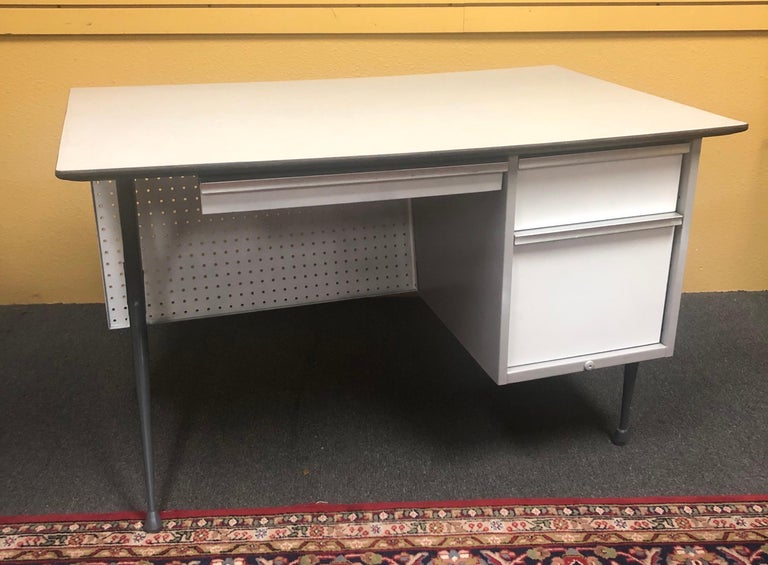 Industrial Midcentury Desk by Raymond Loewy for Brunswick For Sale at
