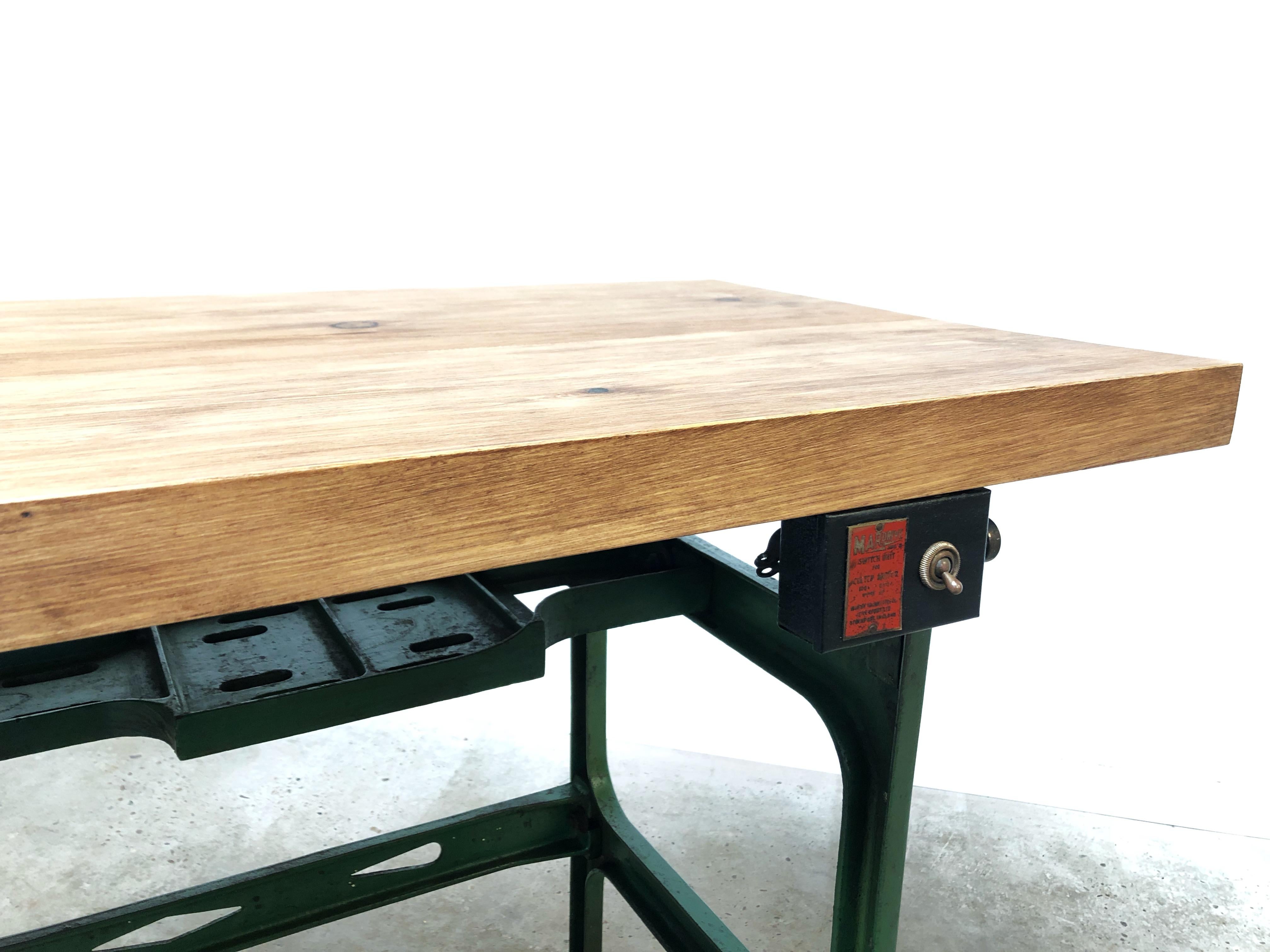 Mid-Century Modern Industrial Midcentury Mardrive Engineers Desk Bench Metal Table Vintage
