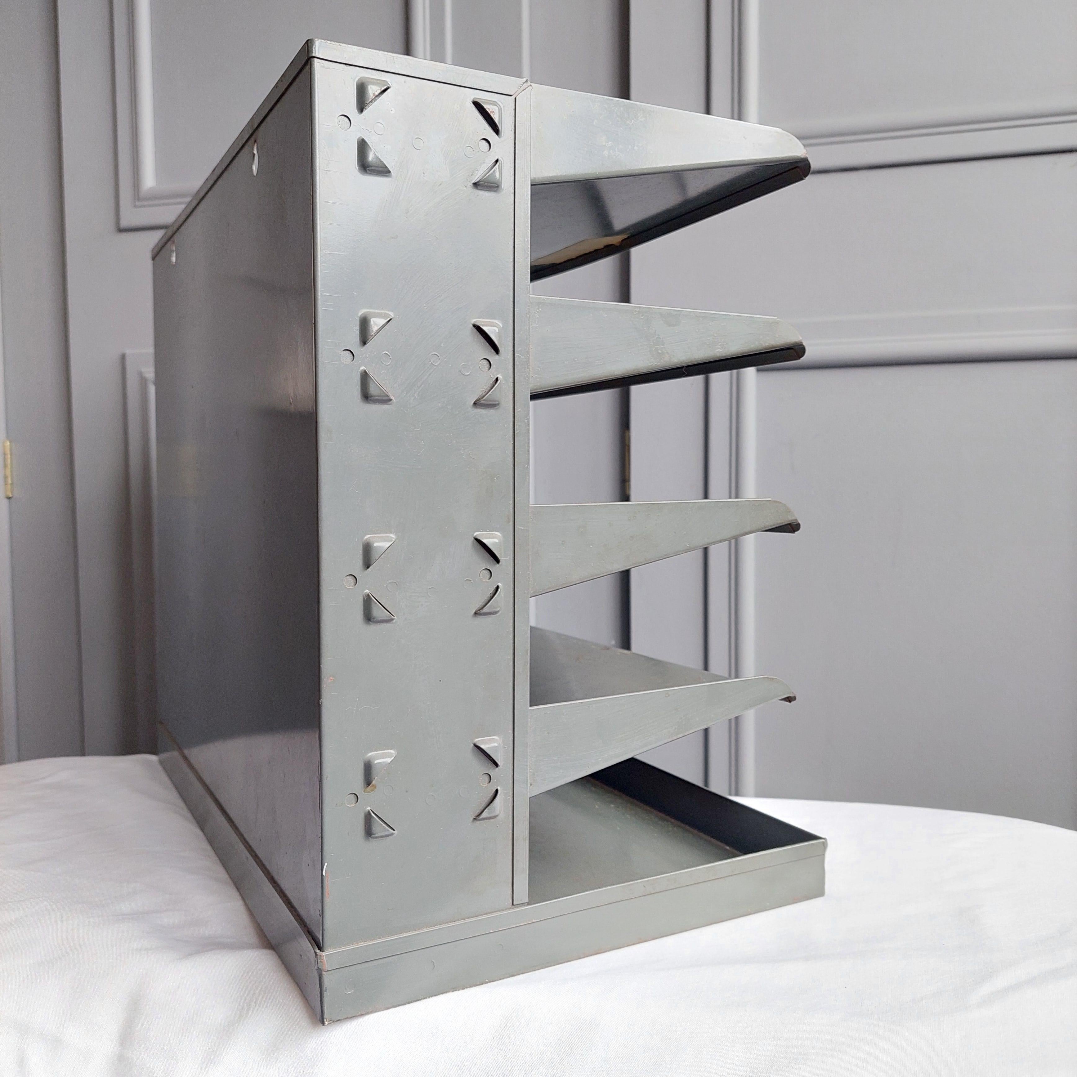 Industrial Mid Century Metal Filing  Document  / Letter Tray Desk organiser 50s 8