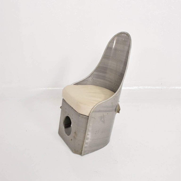 Industrial MidCentury Modern Aluminum Airplane Chair For Sale at 1stDibs