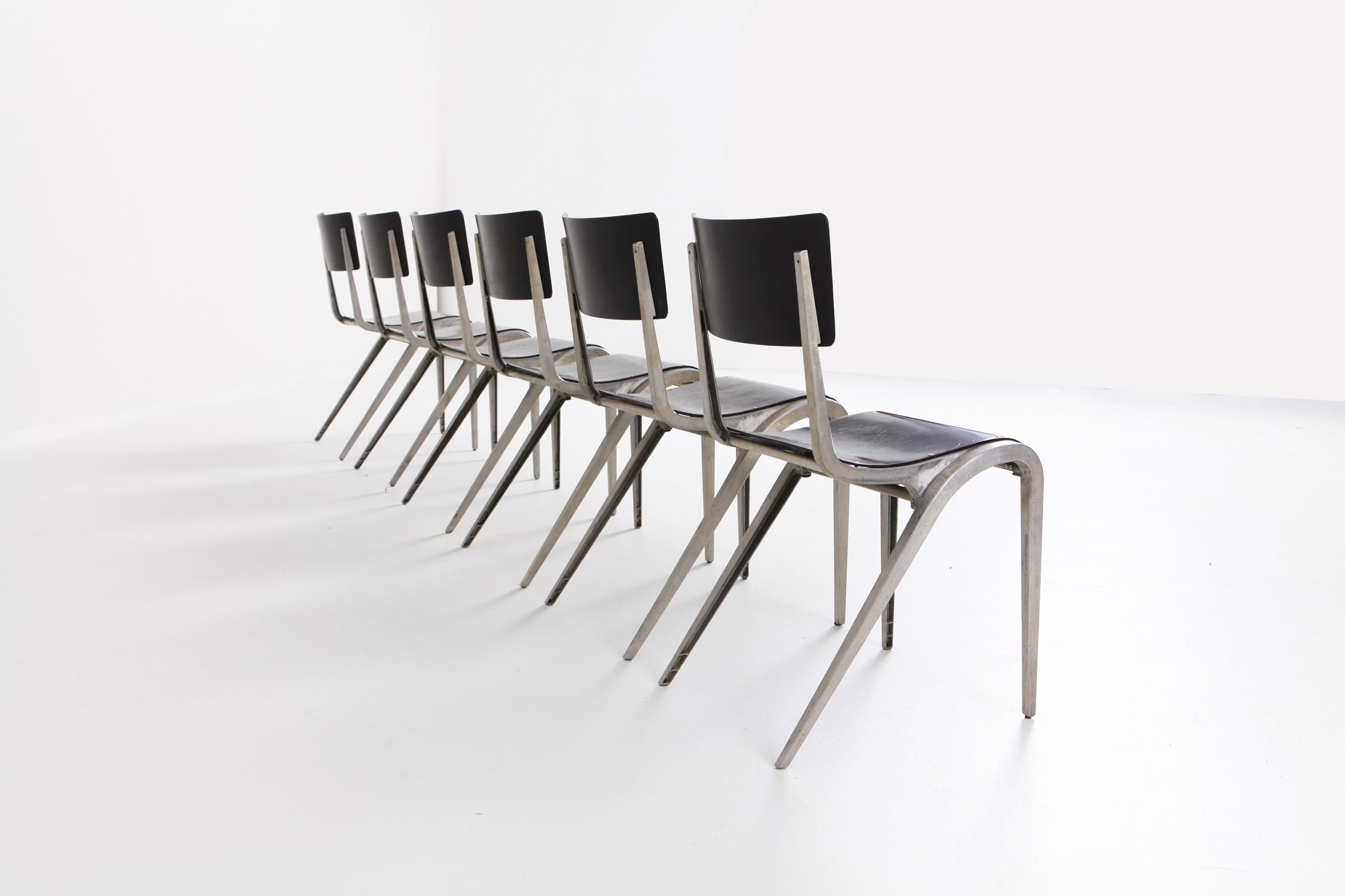 European Industrial Mid-Century Modern Chairs by James Leonard for Esavian