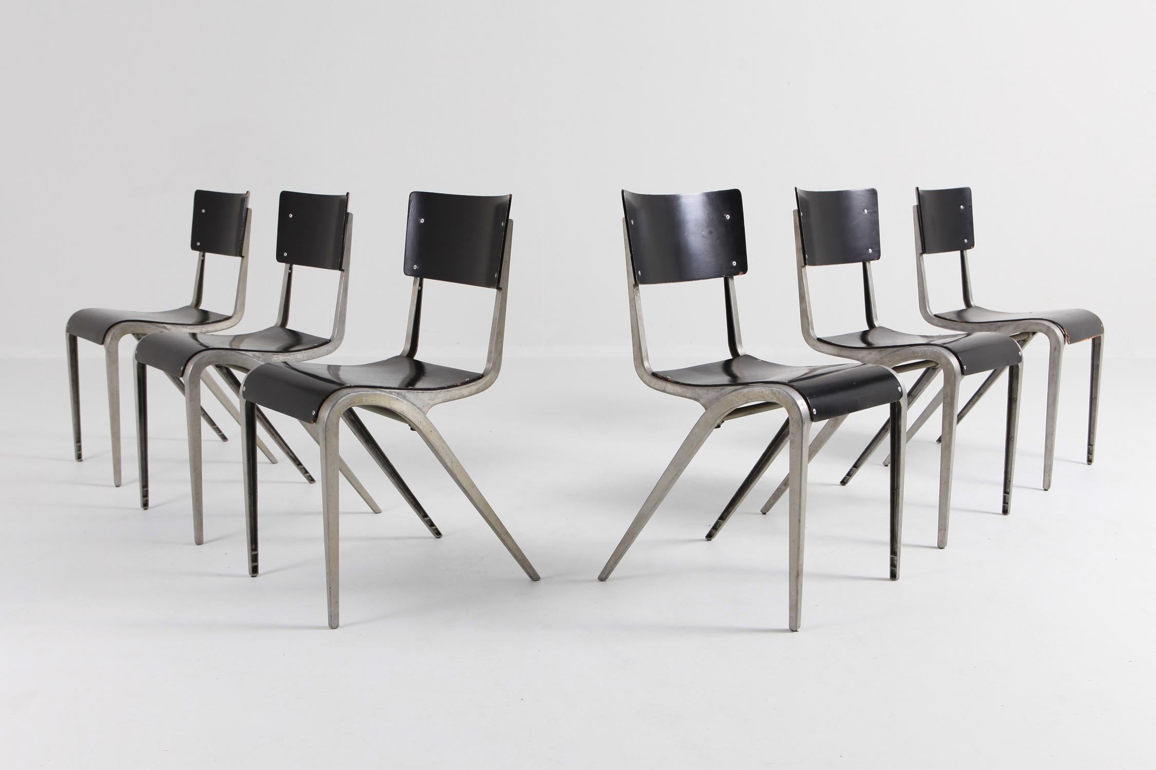 Industrial Mid-Century Modern Chairs by James Leonard for Esavian In Good Condition In Antwerp, BE