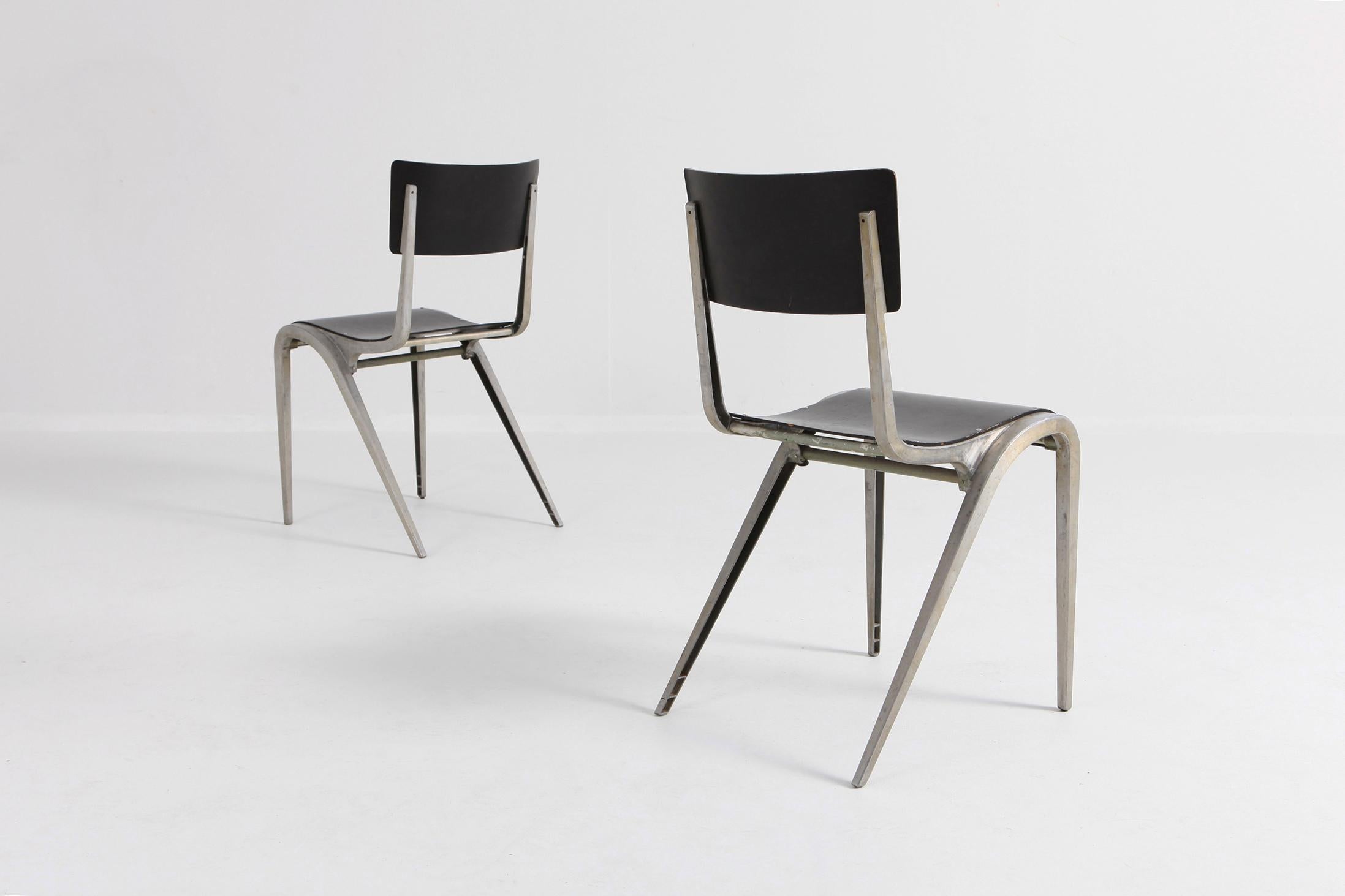 Aluminum Industrial Mid-Century Modern Chairs by James Leonard for Esavian