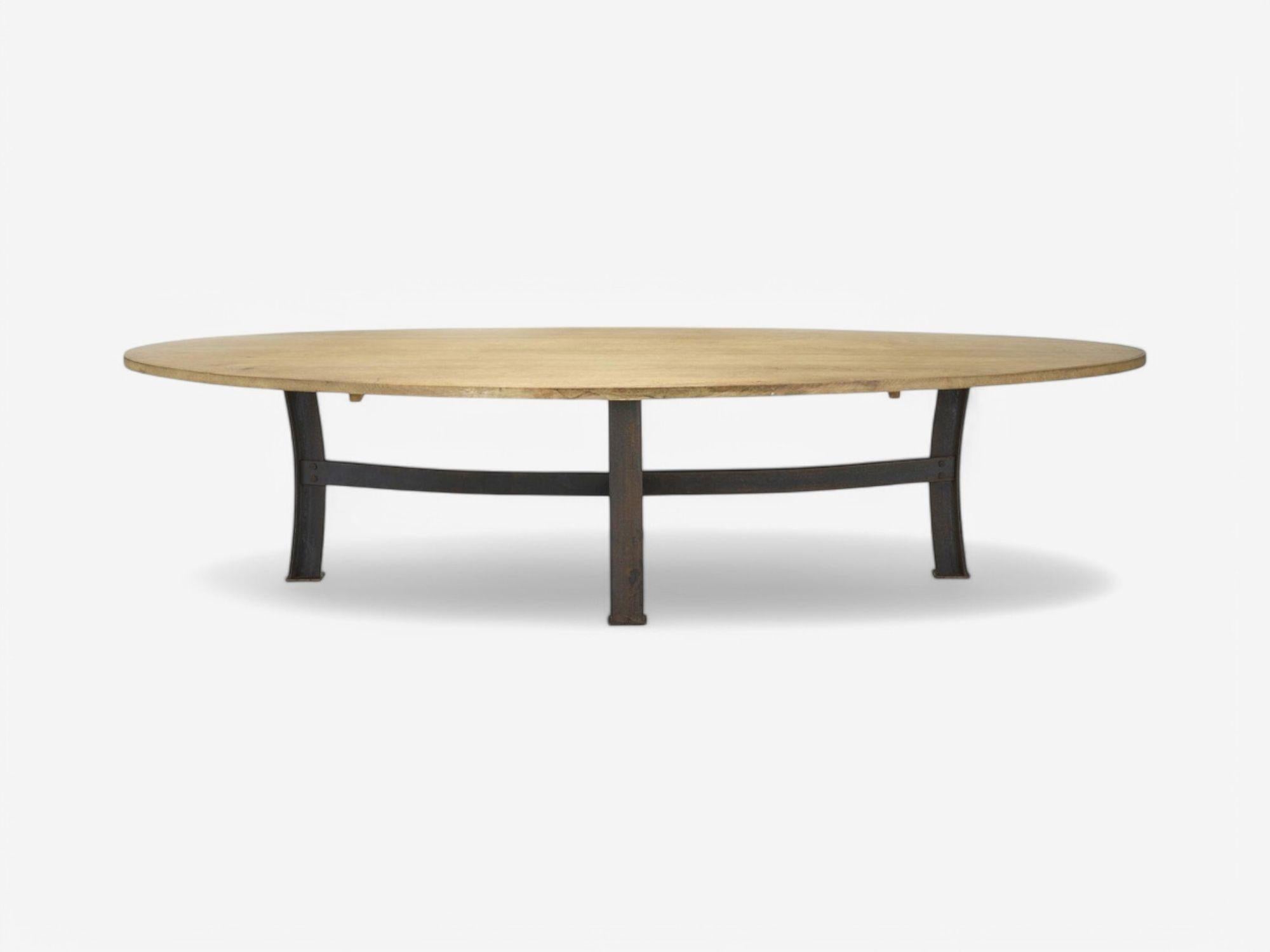 Mid-Century Modern Industrial Mid Century Modern, Oak, Steel, Monumental Dining Table, USA, 1970s For Sale