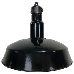 Industrial Midcentury Black Enamel Factory Lamp, 1950s
