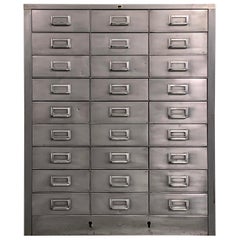 Industrial Midcentury Brushed Steel Office Document Cabinet