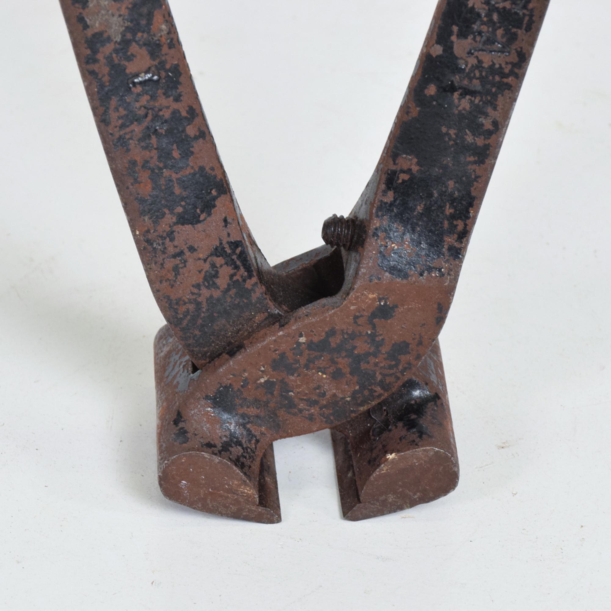 1960s Industrial Nail Pliers Pincers Tool in Steel Iron Rustic Patina  For Sale 1