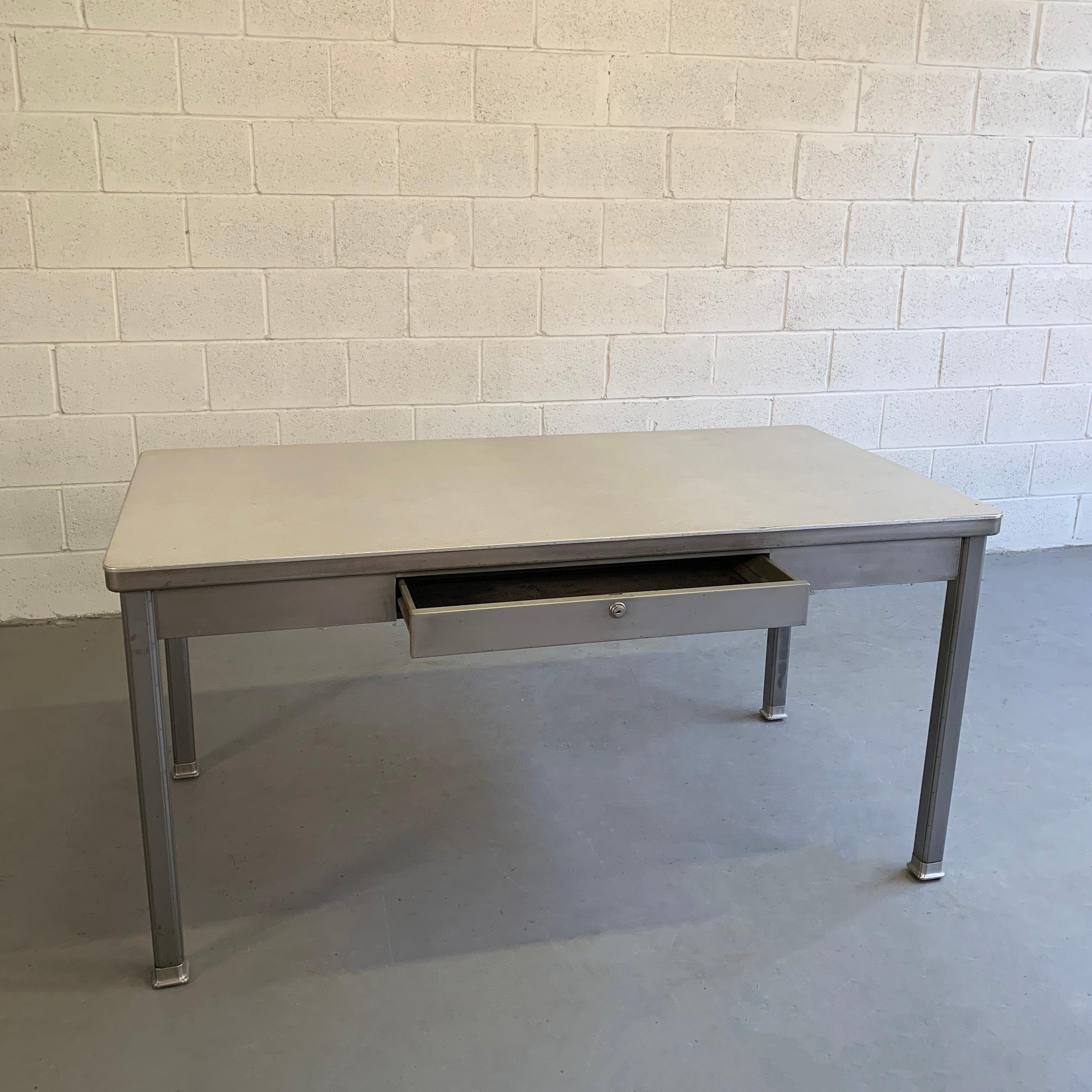 Brushed Industrial Midcentury Police Station Desk by General Fire Proofing Company