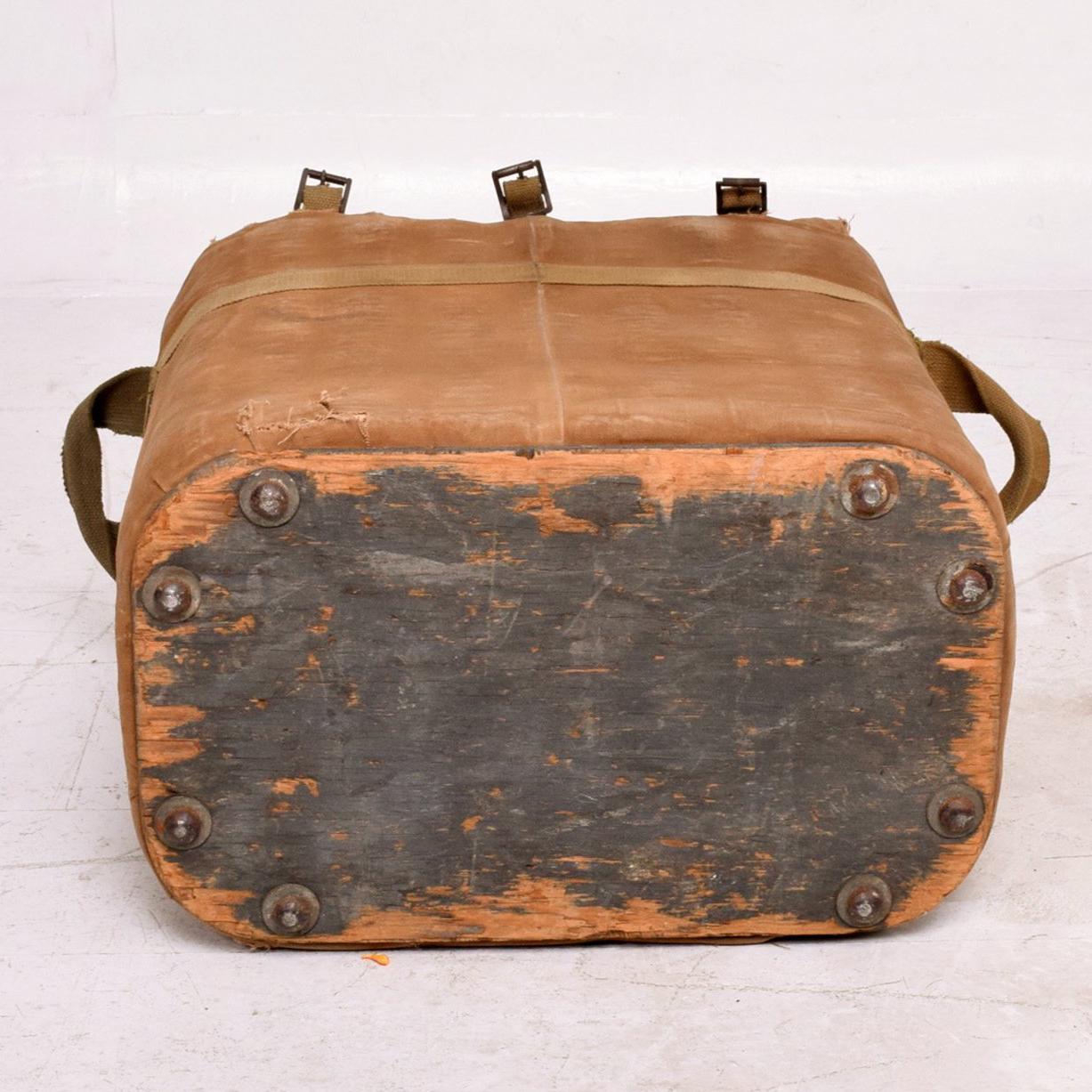 Leather Distressed Military Surplus Industrial Ice Cooler Tote Chest 1940s US Army