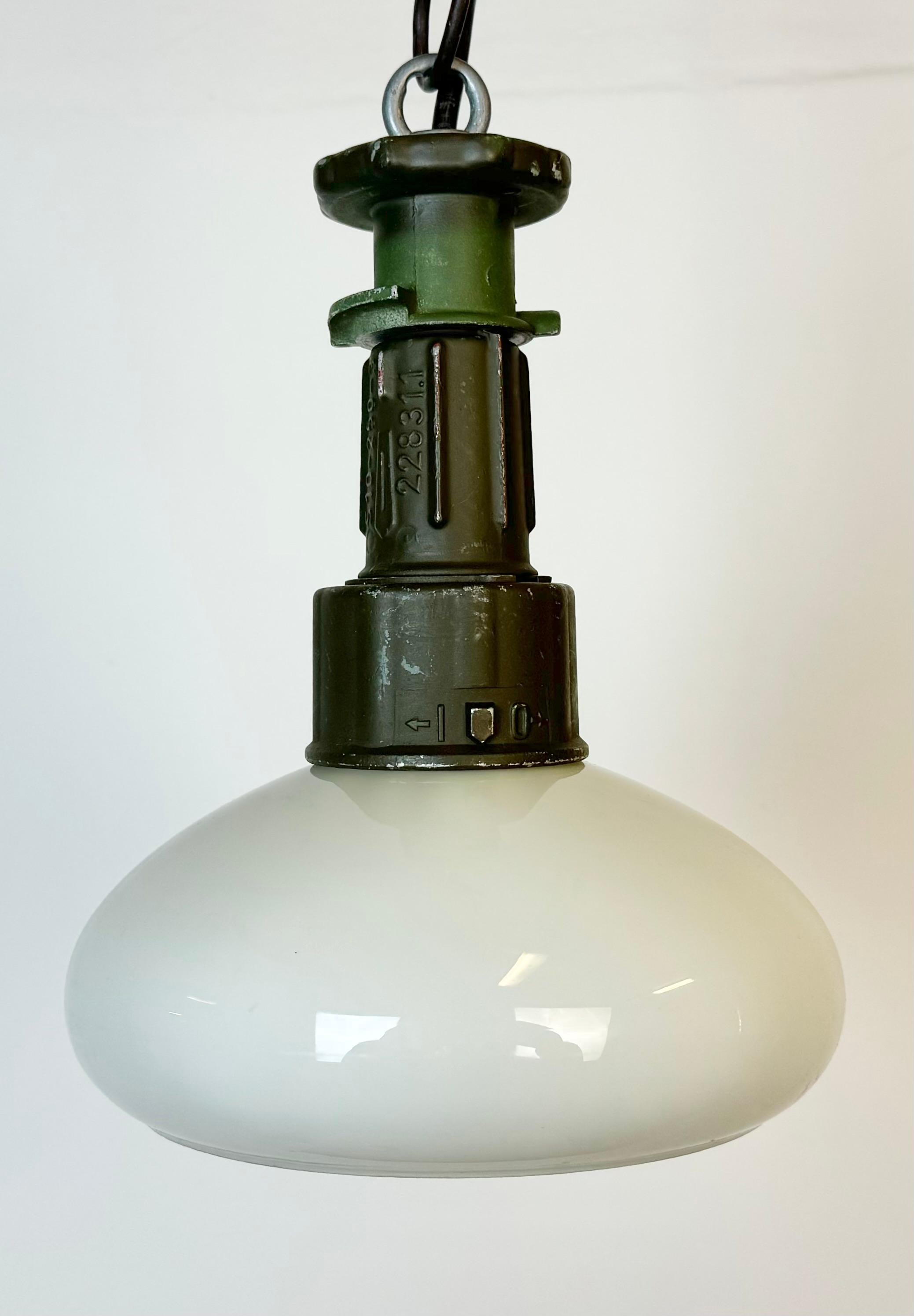 Polish Industrial Military Pendant Lamp, 1960s For Sale