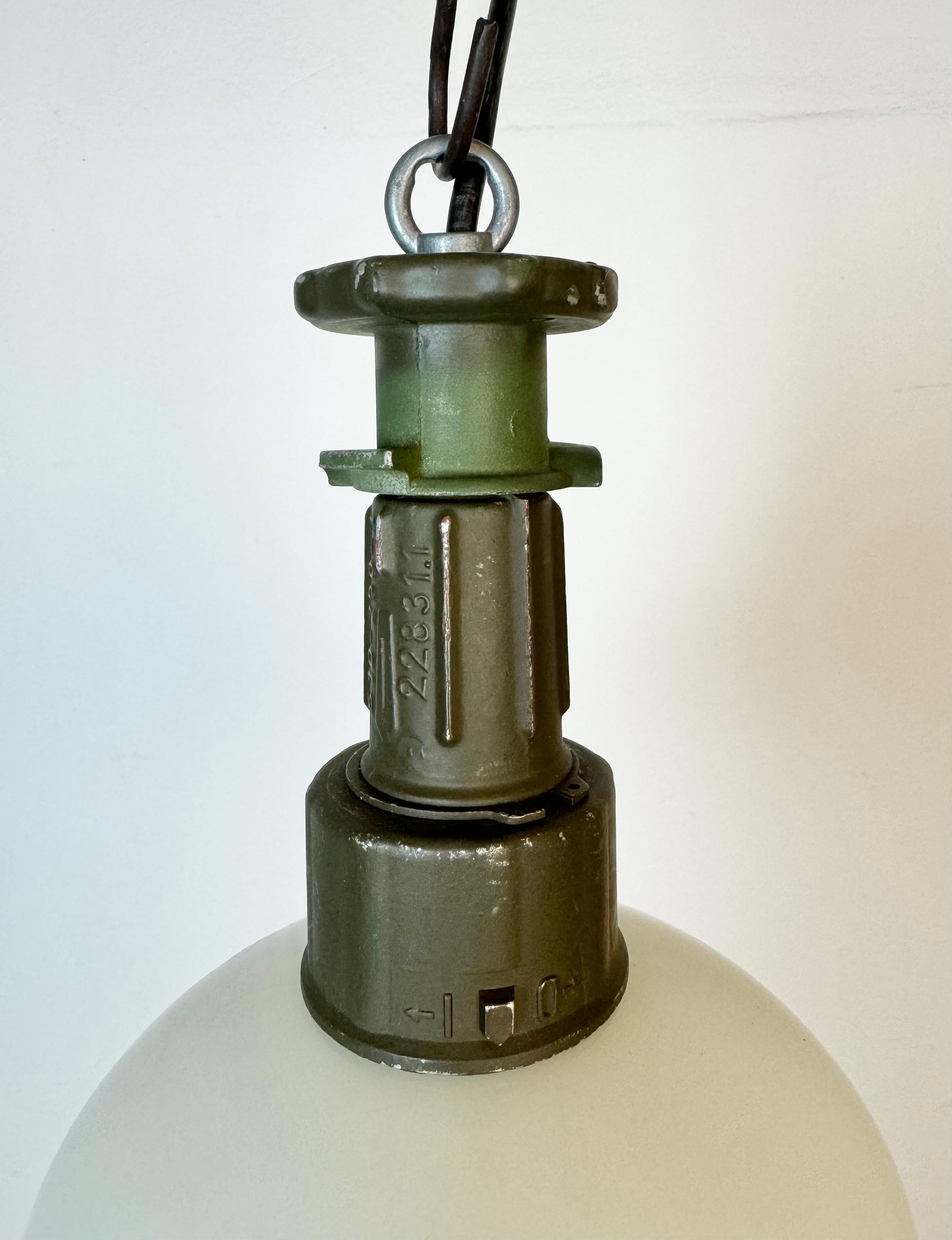 Cast Industrial Military Pendant Lamp, 1960s For Sale