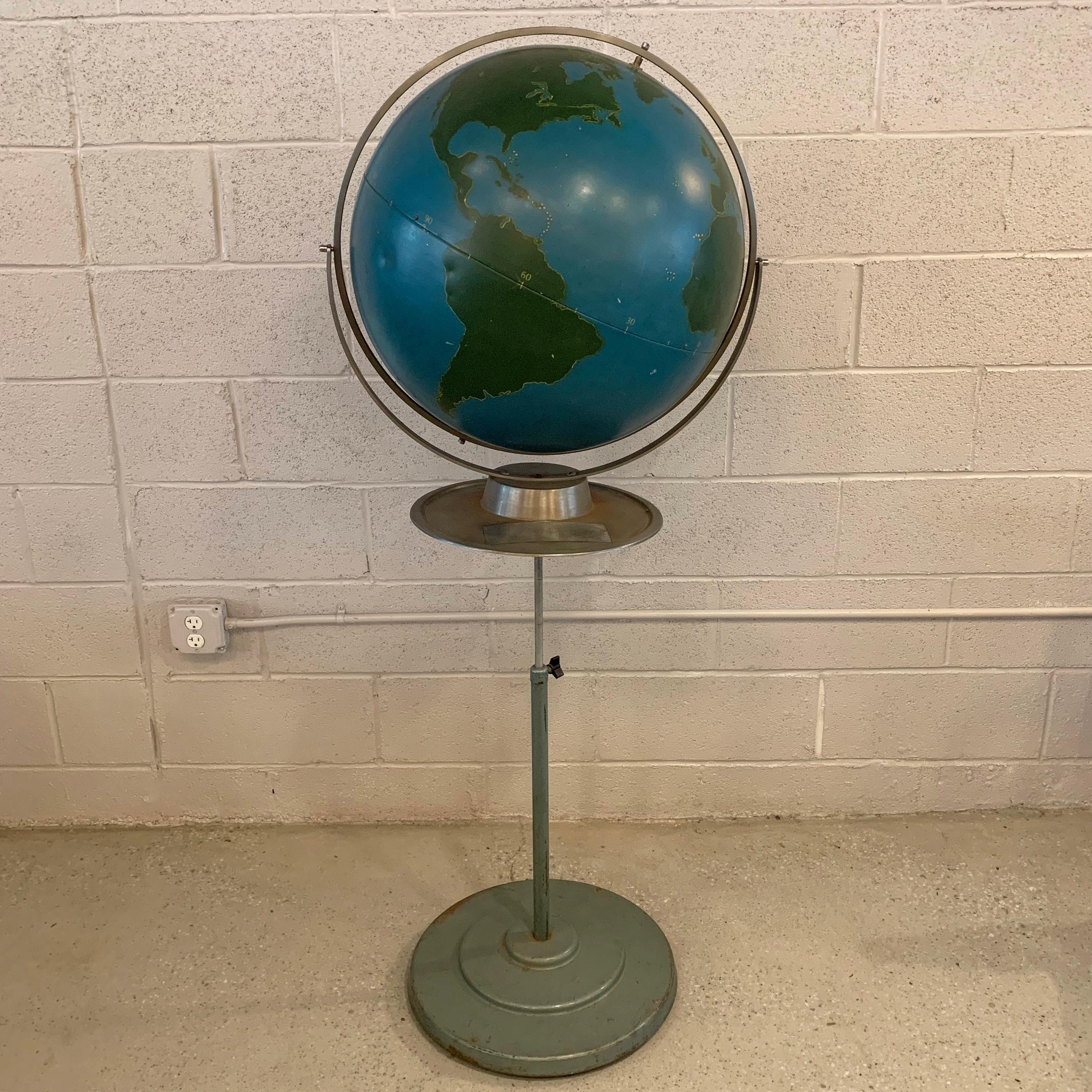 Painted Industrial Military Standing Chalk Globe by A.J. Nystrom For Sale