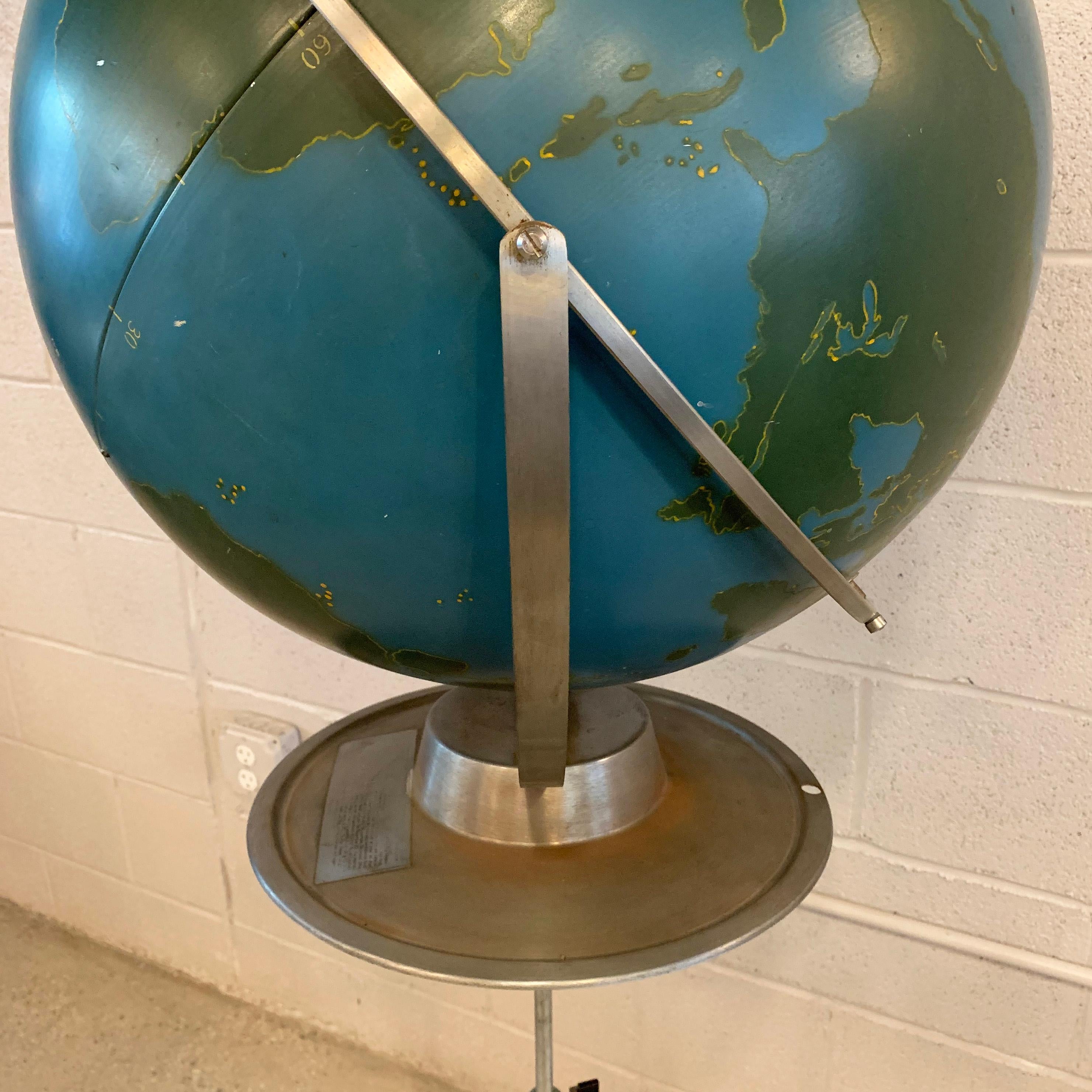 Industrial Military Standing Chalk Globe by A.J. Nystrom In Good Condition For Sale In Brooklyn, NY