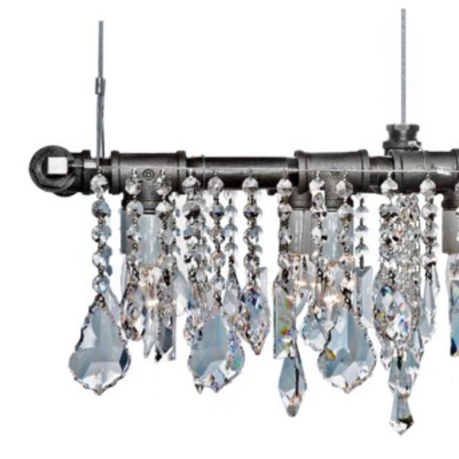 American Industrial Mini-Banqueting Linear Suspension Chandelier by Michael McHale For Sale