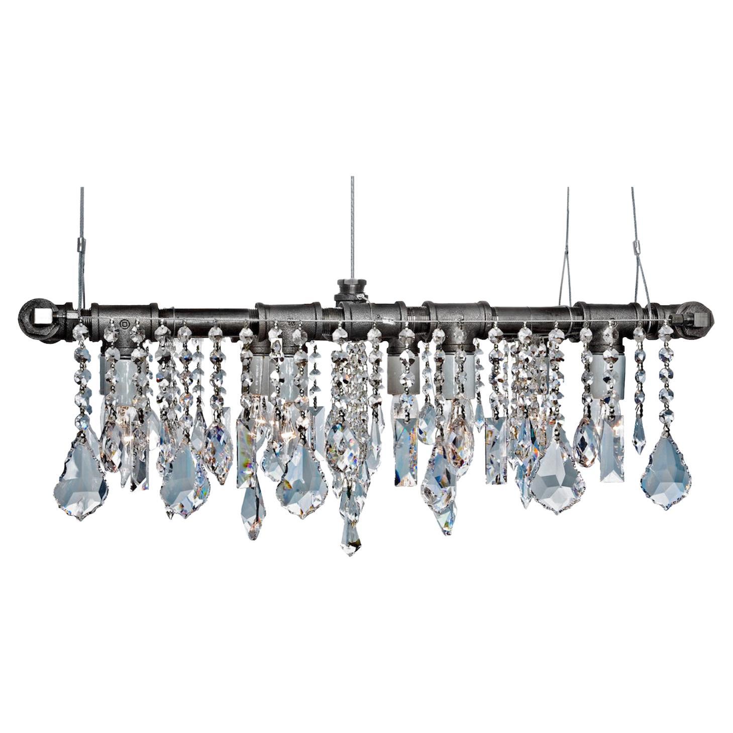 Industrial Mini-Banqueting Linear Suspension Chandelier by Michael McHale For Sale