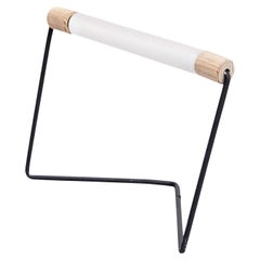 Industrial Minimal Table Lamp in Metal and Wood, circa 1990