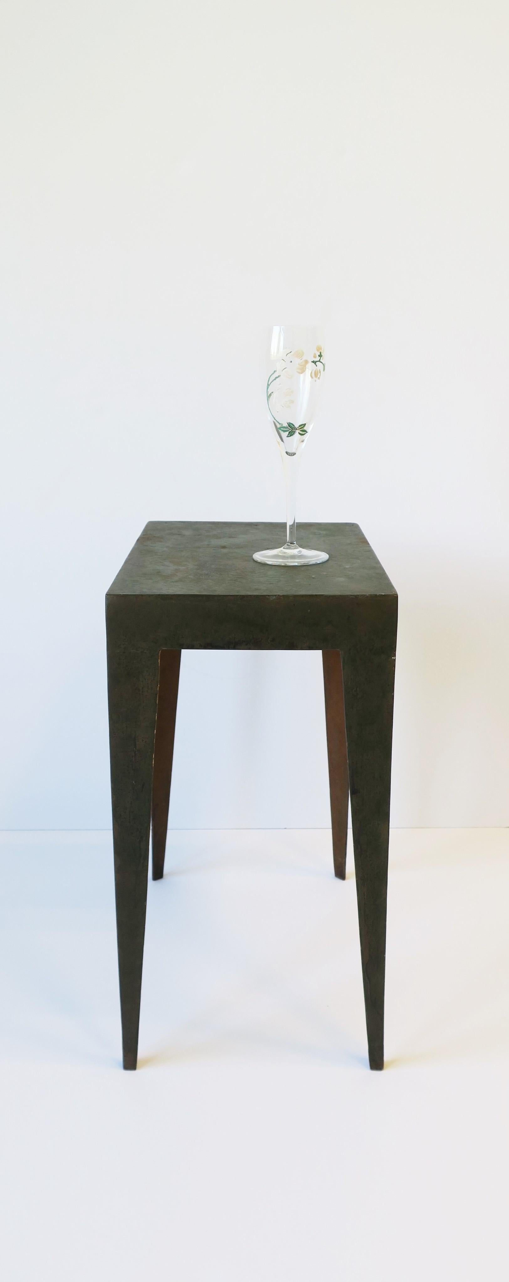Industrial Minimalist Metal Side or End Table with Deco Influence 6
