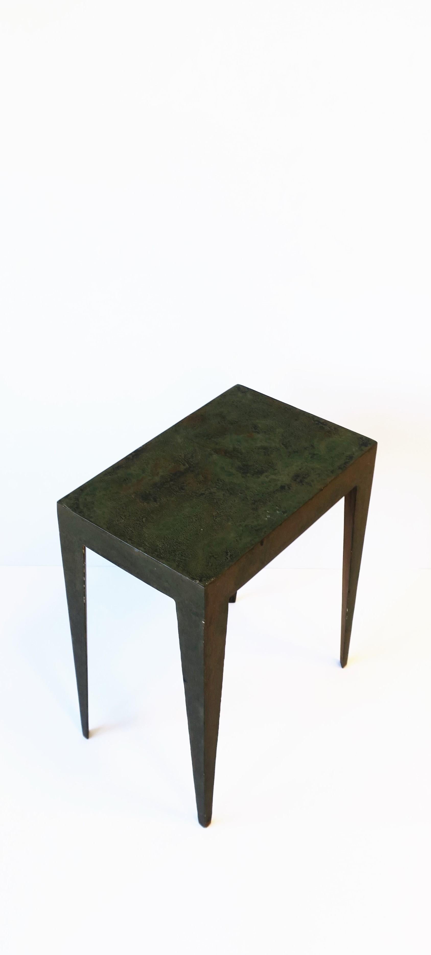 Industrial Minimalist Metal Side or End Table with Deco Influence 9