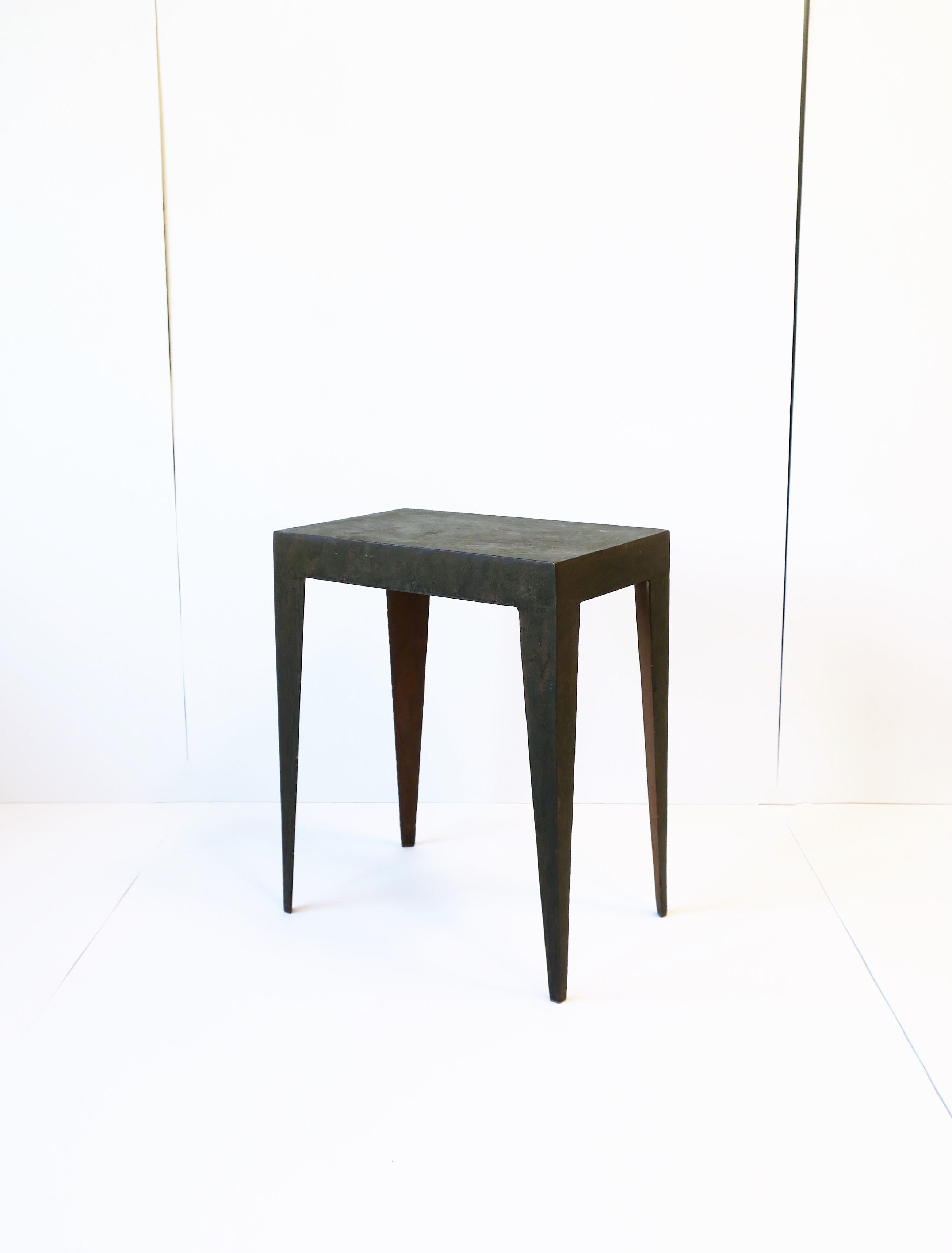 Industrial Minimalist Metal Side or End Table with Deco Influence 1