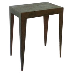 Vintage Industrial Minimalist Metal Side or End Table with Deco Influence
