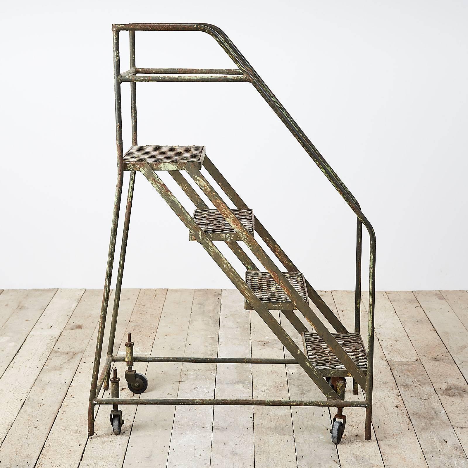 English Industrial Mobile Library Ladder