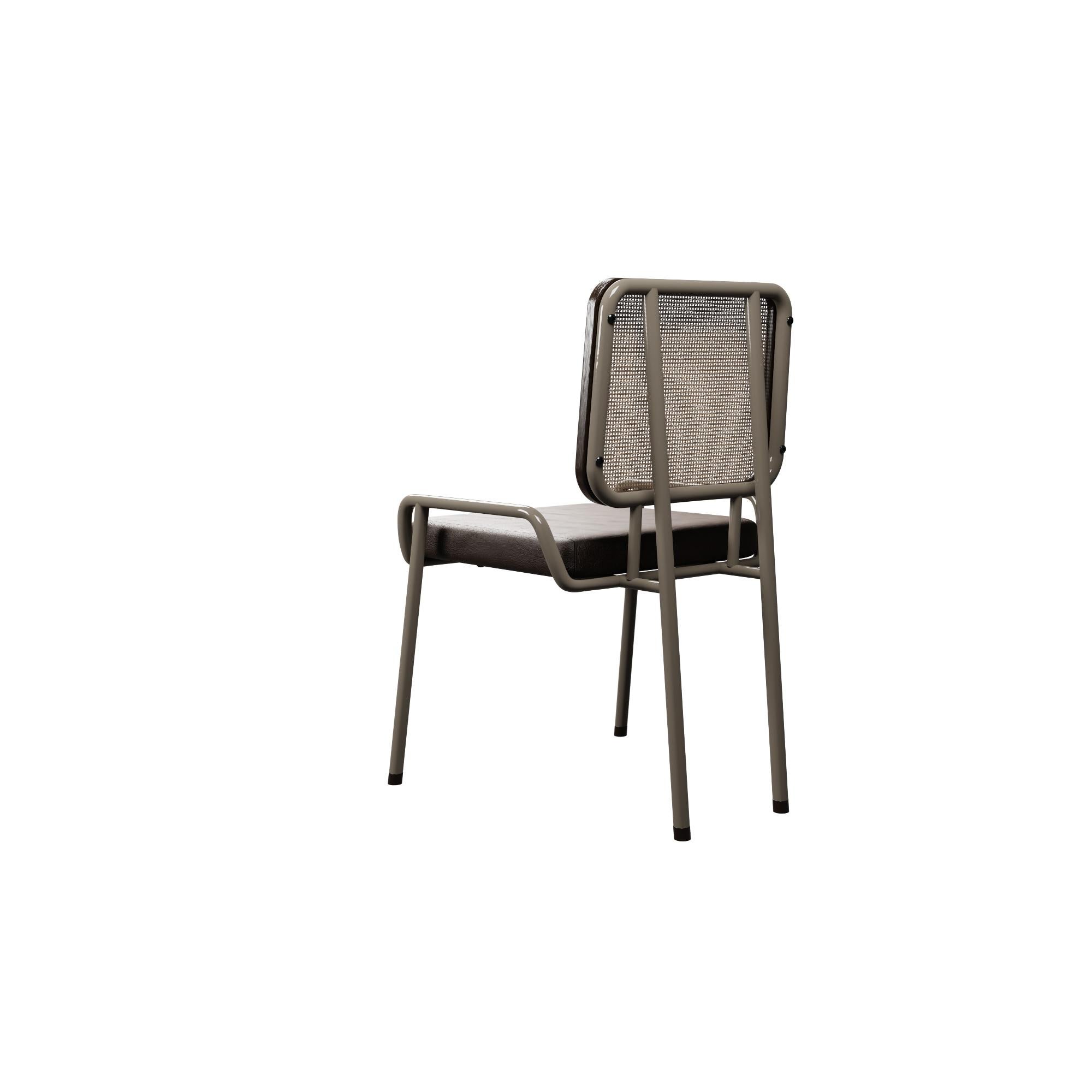 Portuguese Industrial Mocha chair DUV half arm Coral leather handcrafted by Murmurio For Sale