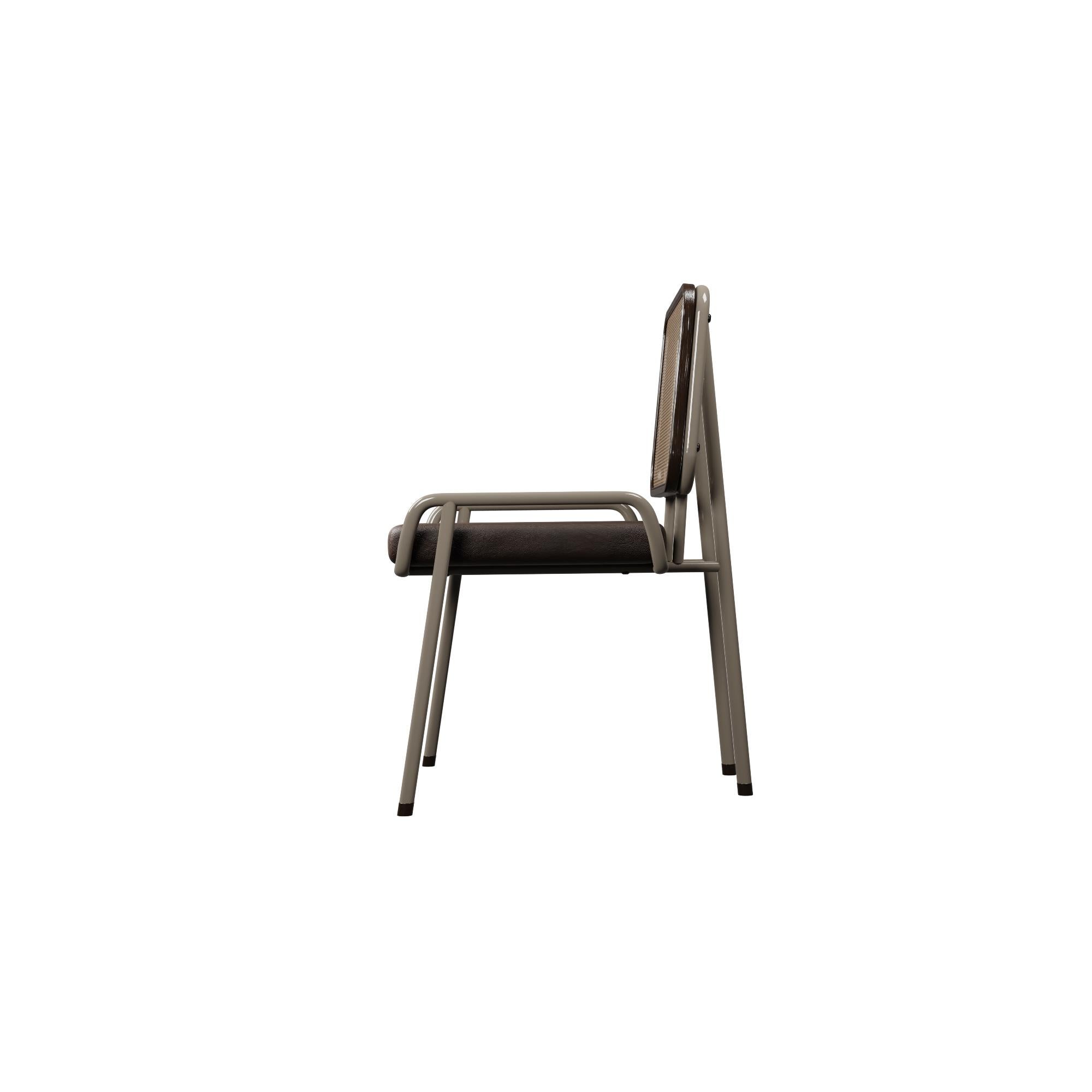 Industrial Mocha chair DUV half arm Coral leather handcrafted by Murmurio In New Condition For Sale In Lordelo, PT