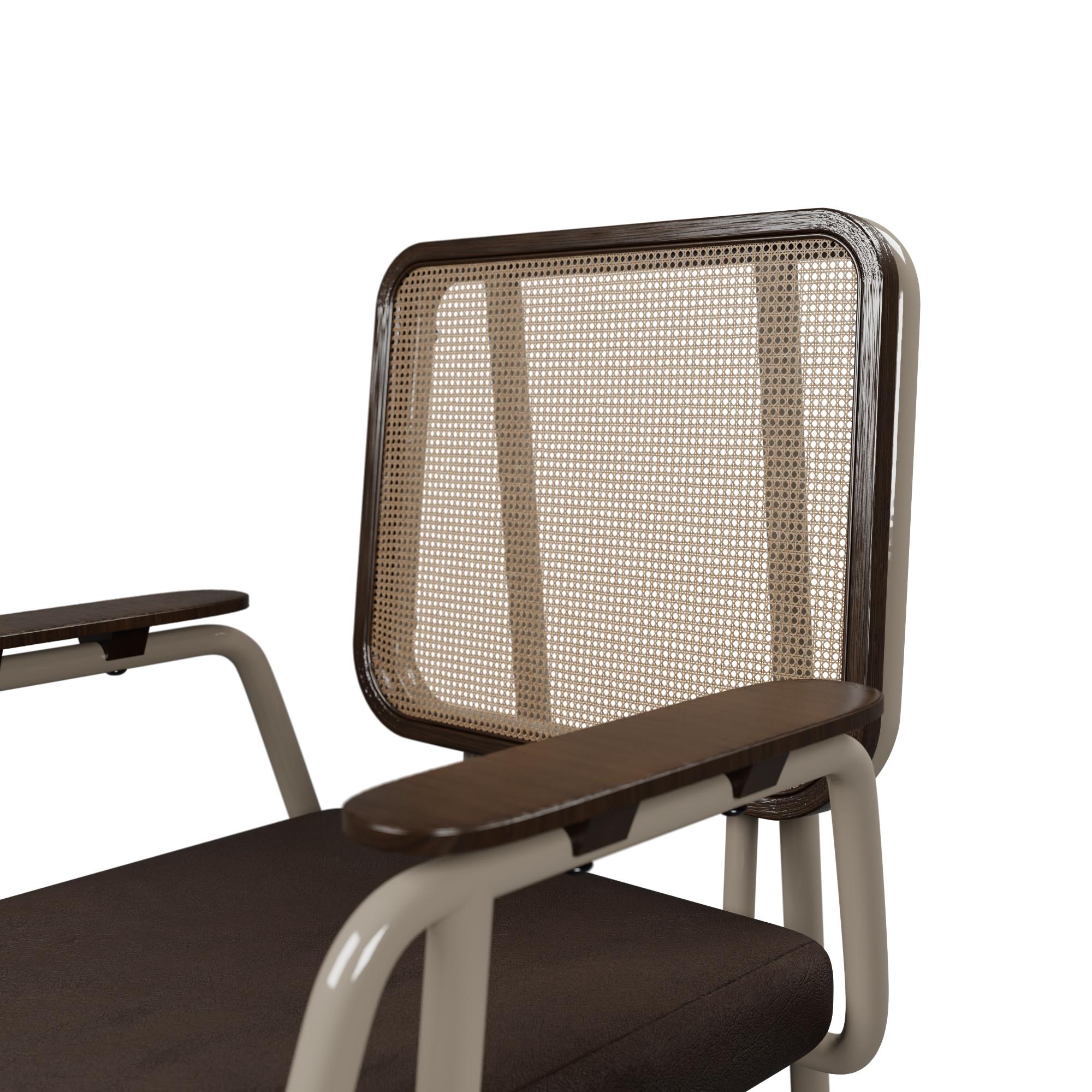 Chaise industrielle Mocha avec bras en cuir Cocoa fabriquée à la main par Murmurio Neuf - En vente à Lordelo, PT