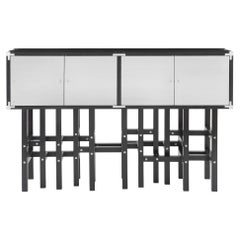 Industrial Modern Bar by Peter Harrison, Metal & Black Wood, In Stock