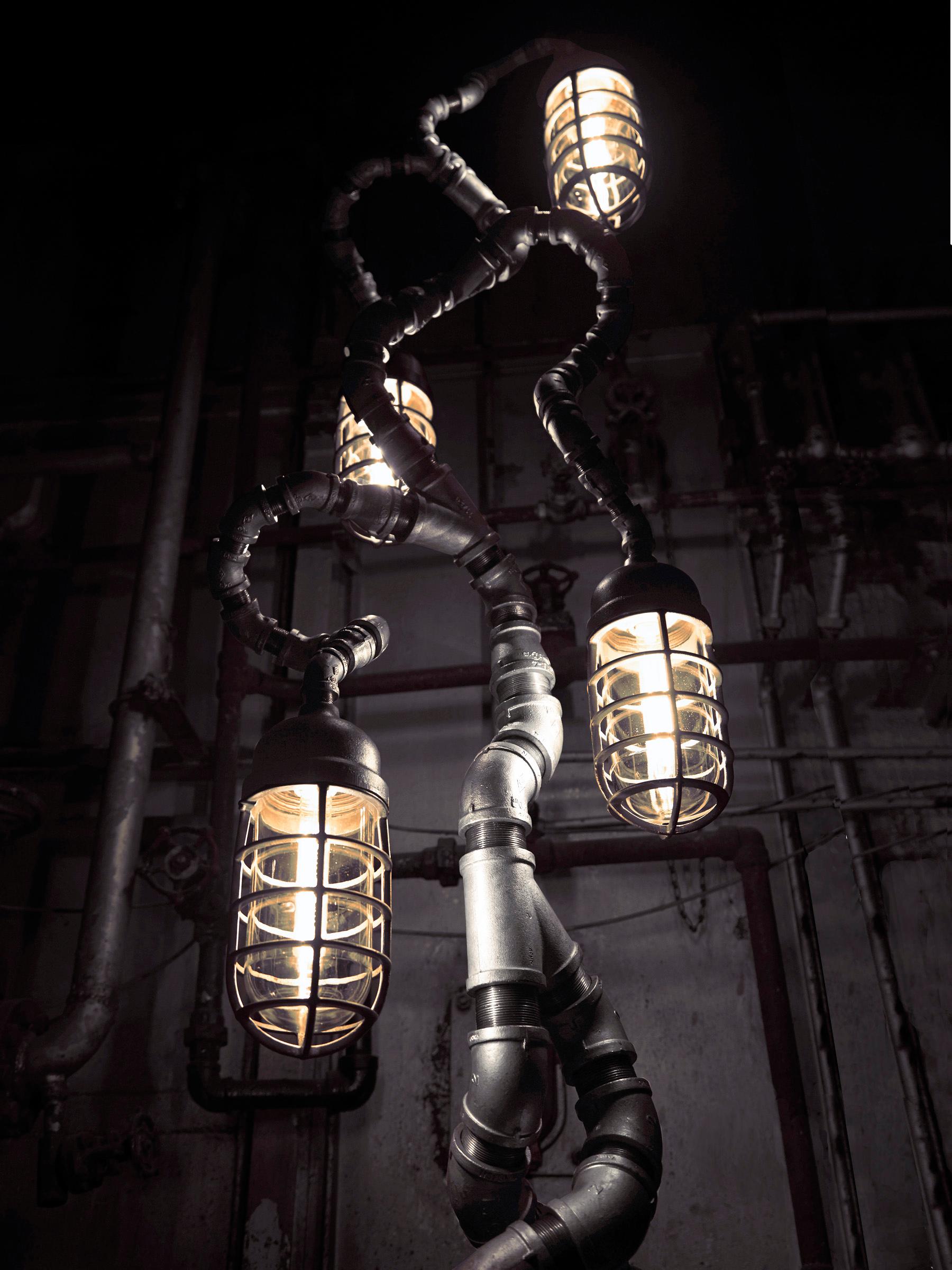Contemporary Modern Industrial Floor Lamp - Industrial Decor - Crouse Hinds Industrial Light For Sale