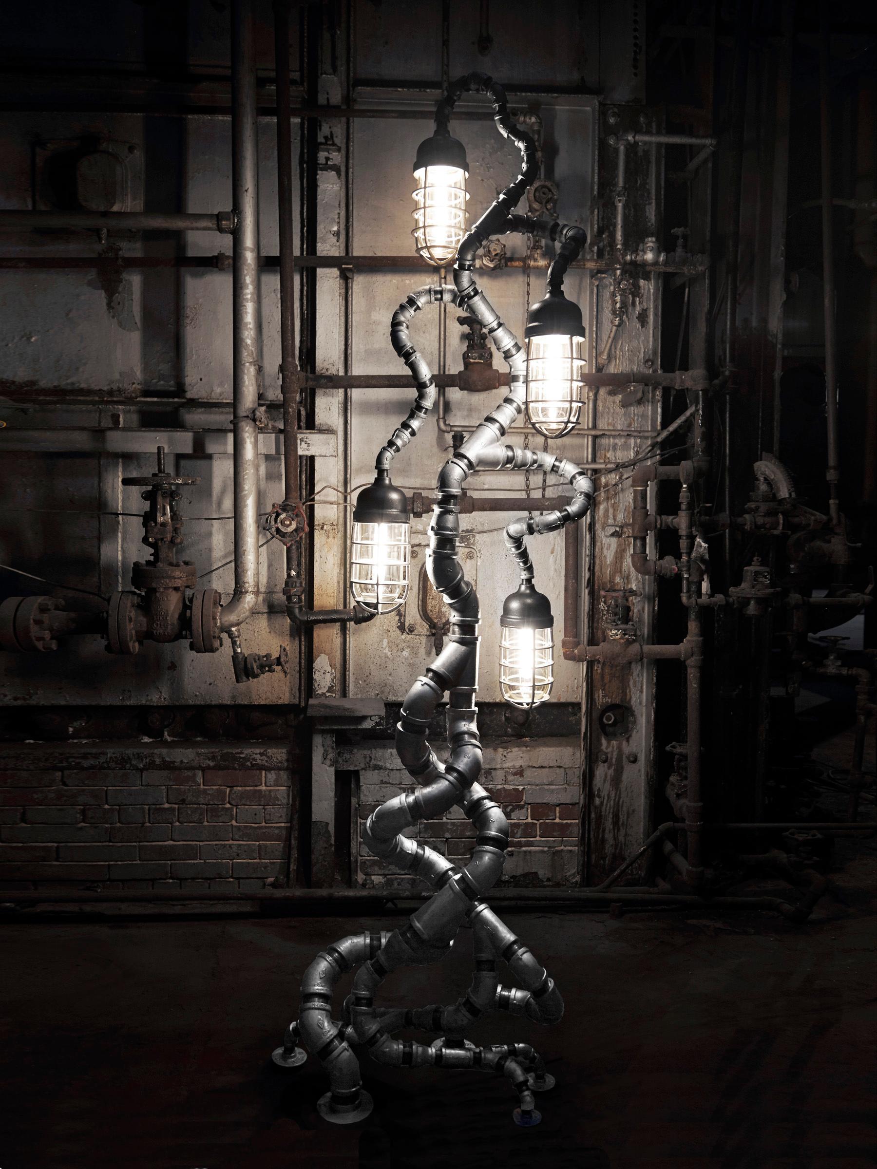 Steel Modern Industrial Floor Lamp - Industrial Decor - Crouse Hinds Industrial Light For Sale