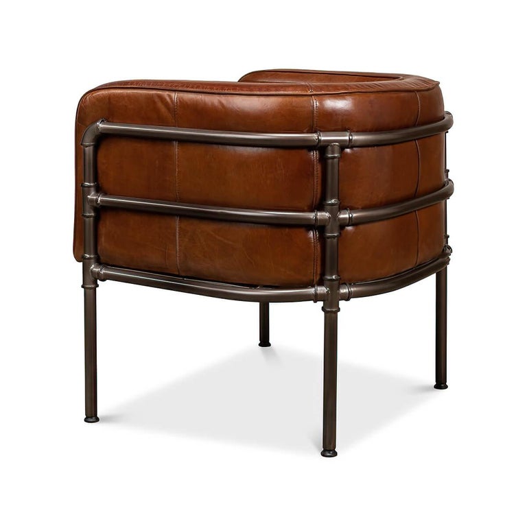 Industrial Modern Leather Armchair For Sale at 1stDibs