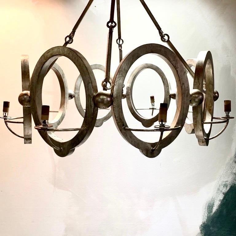 wood orb chandelier
