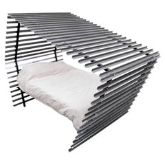 Industrial Modern Queen Size Canopy Bed, Steel, Pandemic Design Studio, USA