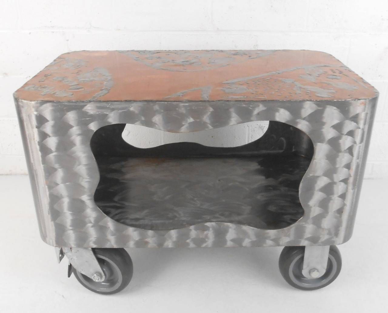 American Industrial Modern Service Cart in Copper and Steel
