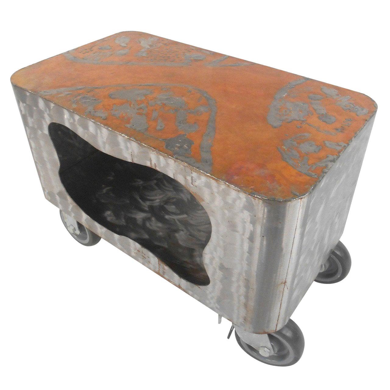 Industrial Modern Service Cart in Copper and Steel