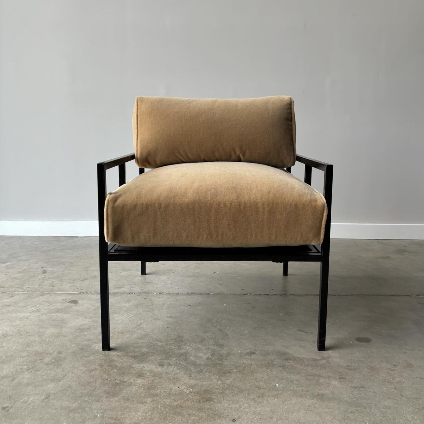 Industrial Modern Steel Frame Lounge Chairs, a Pair In Good Condition For Sale In Raleigh, NC