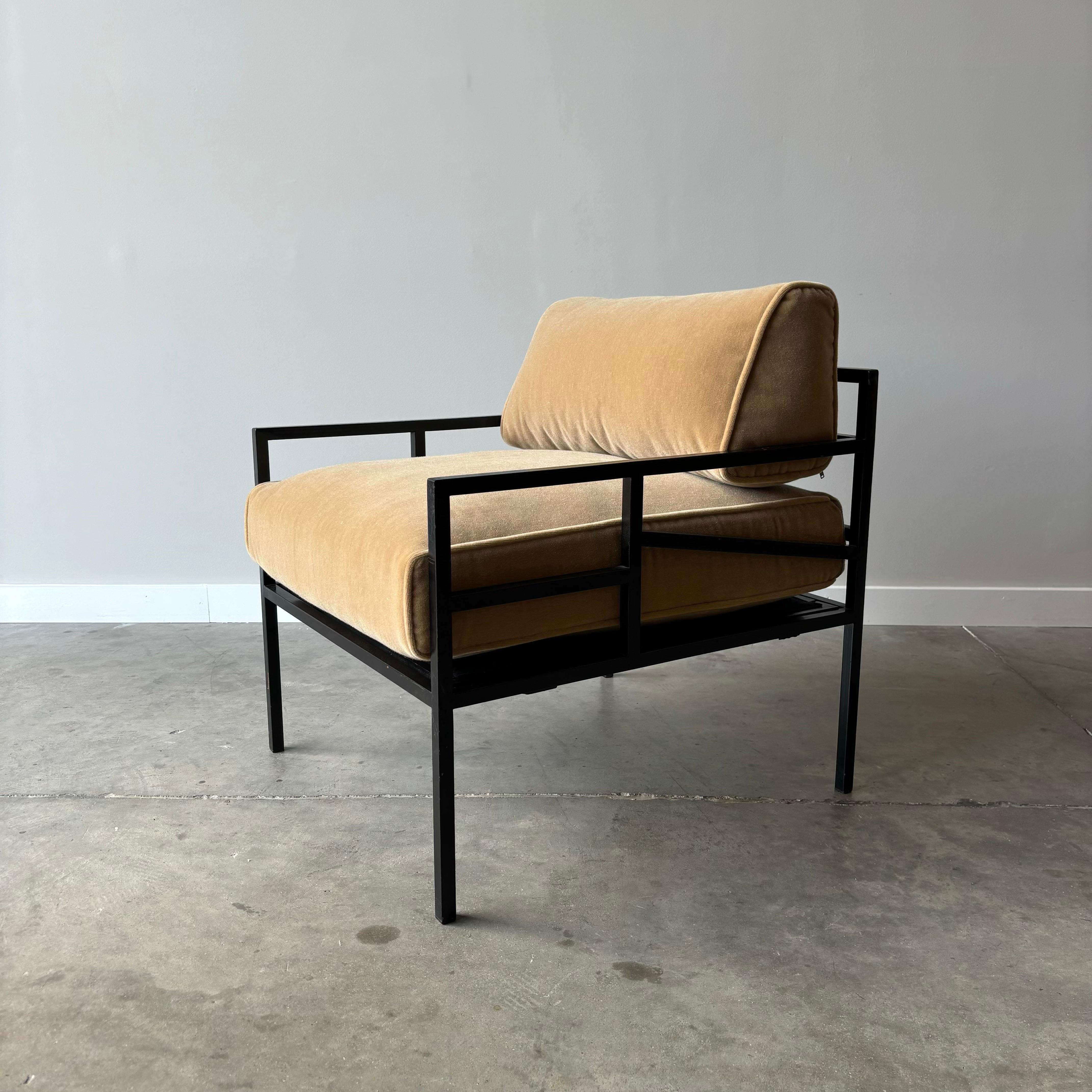 Mid-20th Century Industrial Modern Steel Frame Lounge Chairs, a Pair For Sale