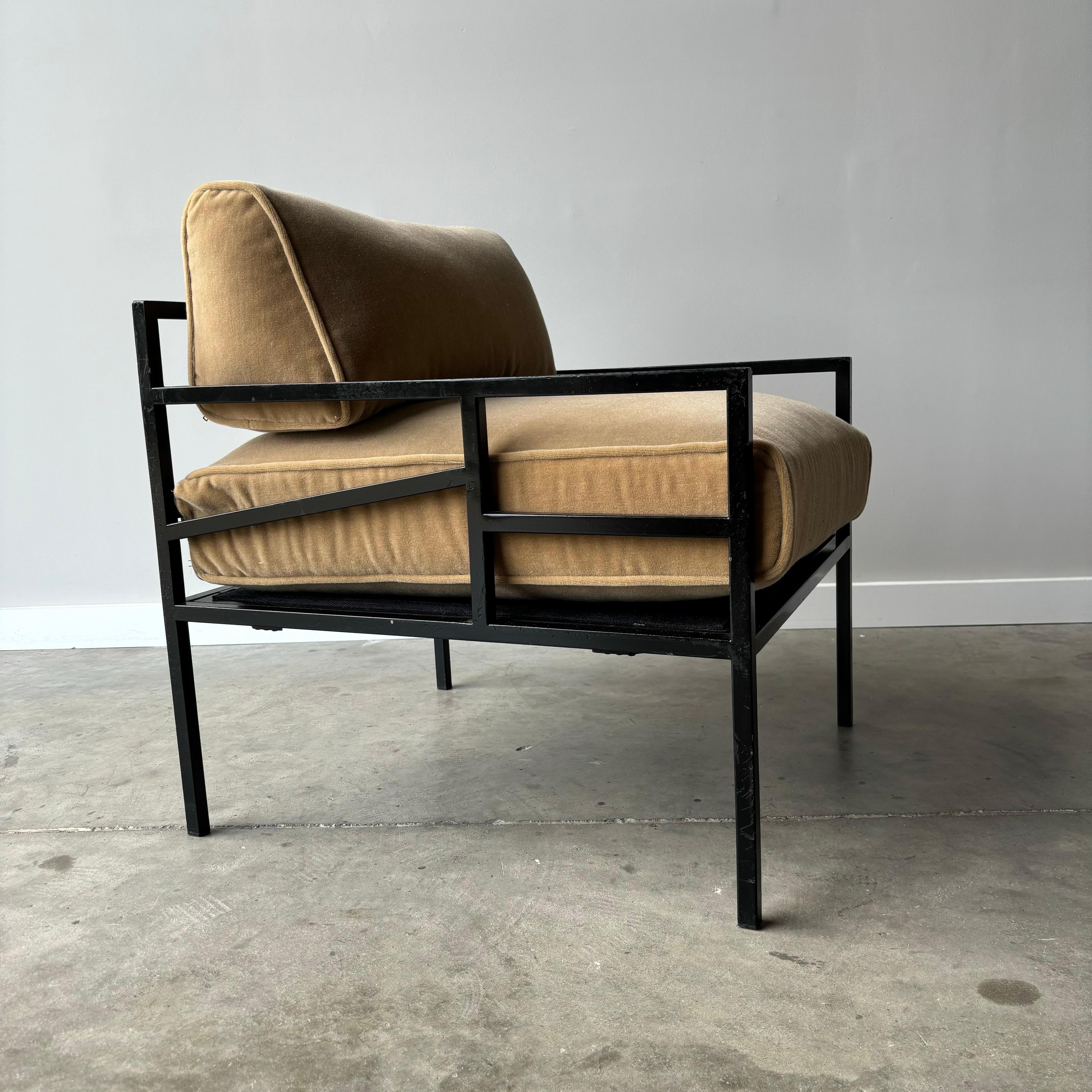 Industrial Modern Steel Frame Lounge Chairs, a Pair For Sale 1