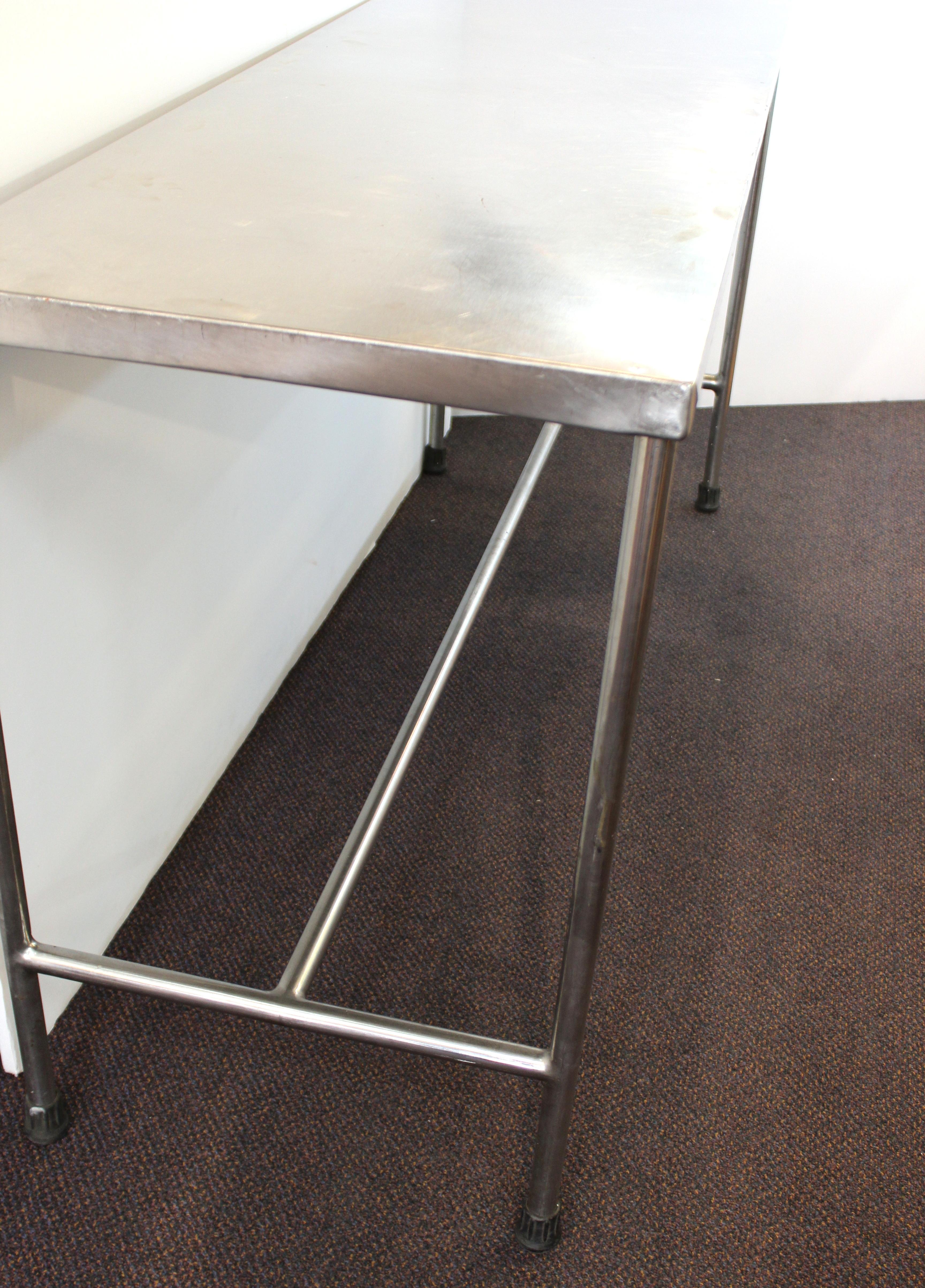 20th Century Industrial Modern Style Stainless Steel H-Base Table