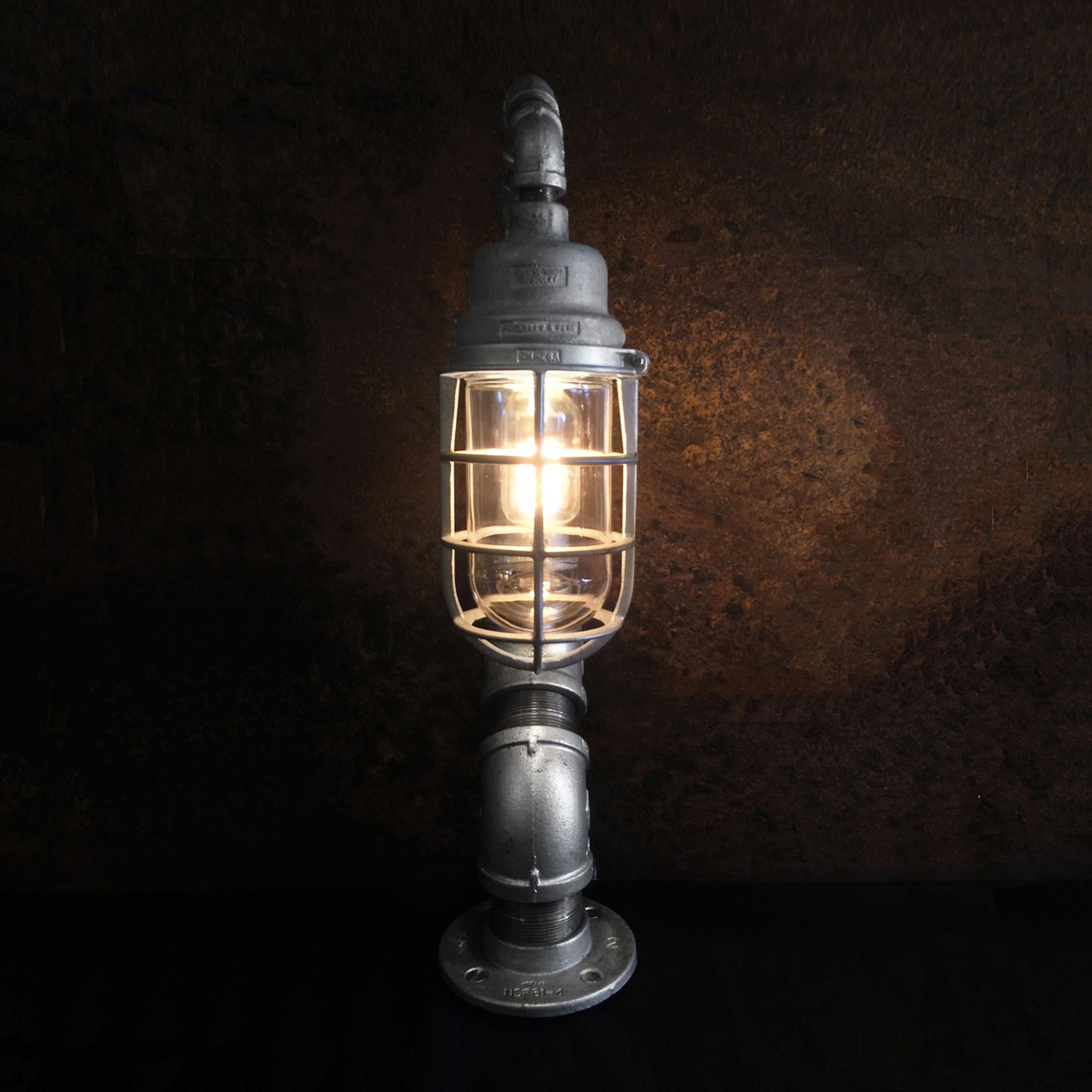 Polished Modern Industrial Table Lamp - Industrial Decor - Crouse Hinds Industrial Light For Sale