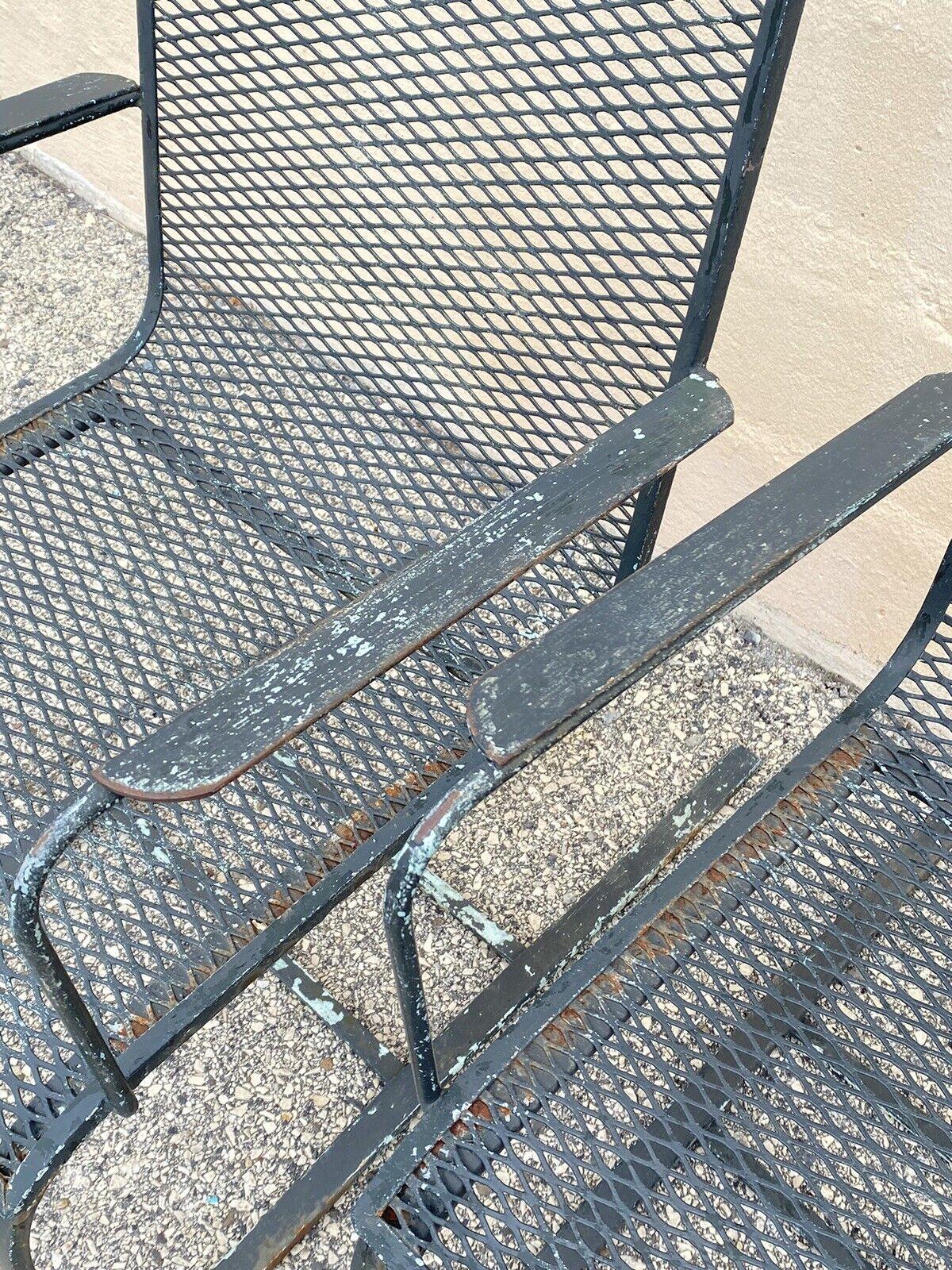Fer forgé The Moderns Modern Wrought Iron Metal Cantilever Garden Patio Chair - a Pair en vente